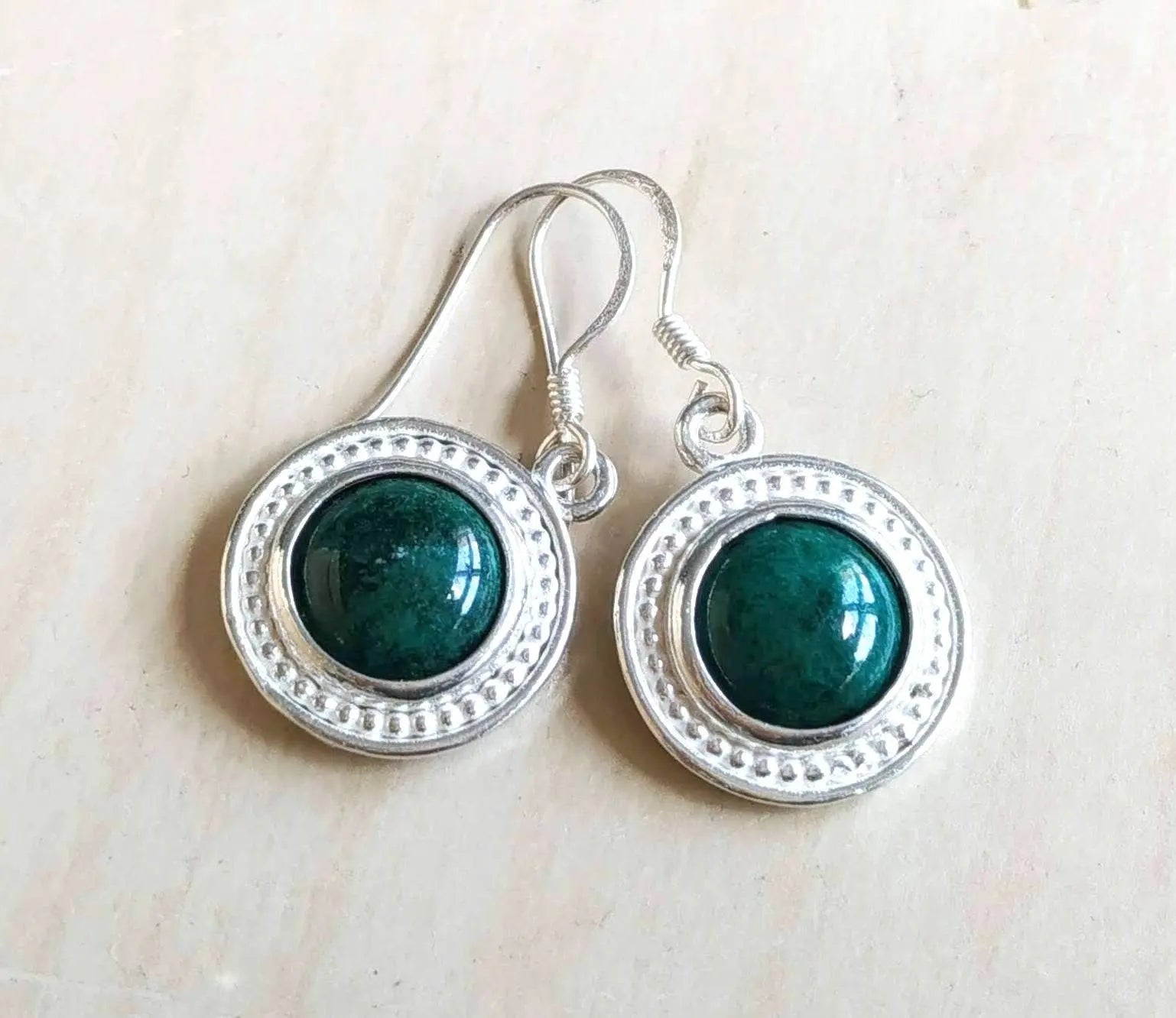 Eilat Stone Sterling Silver Earrings: Israeli Green Gemstone Dangle Barr Designs