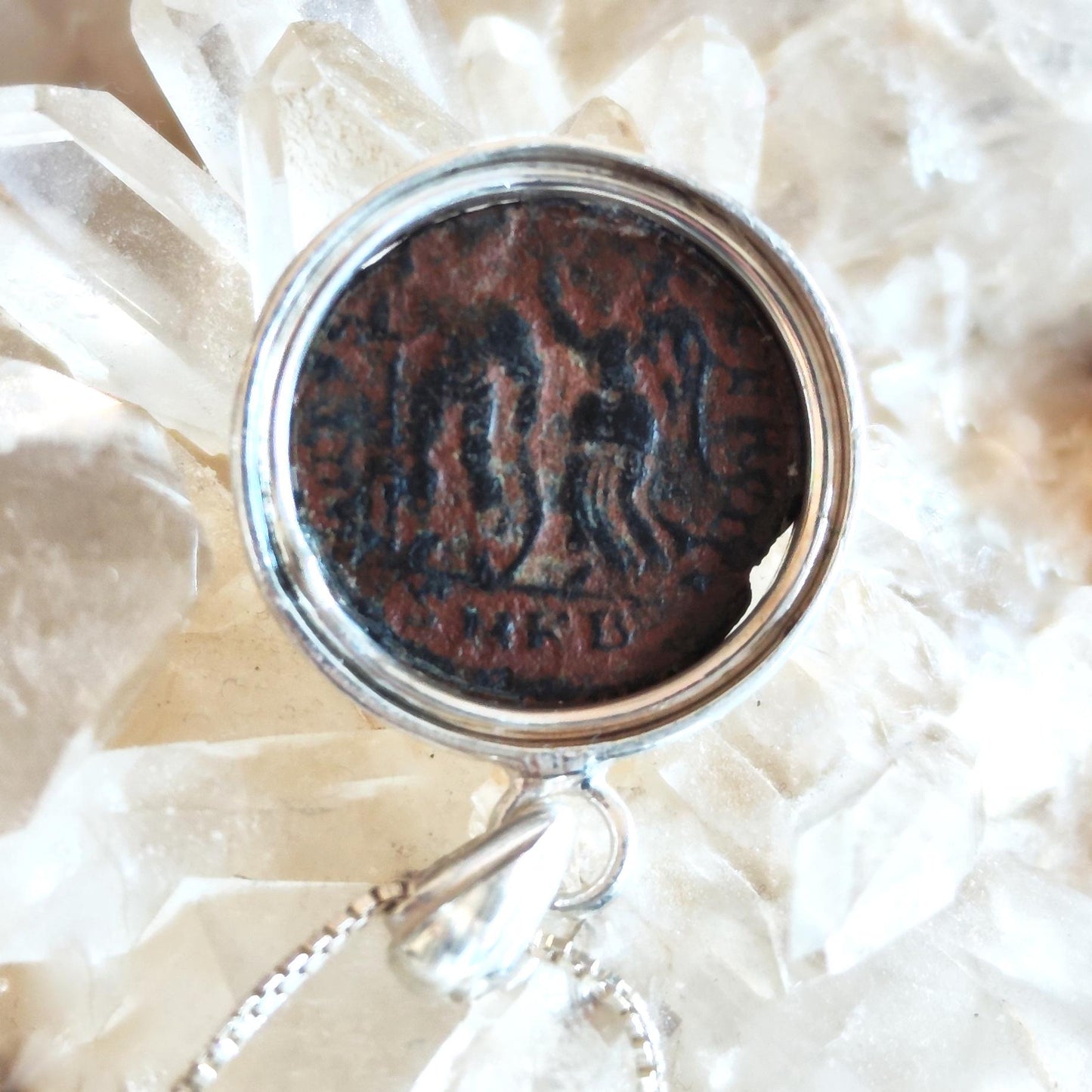 Antique Silver Medallion of Roman Emperor Arcadius, Early Christian Coin Men Jewelry