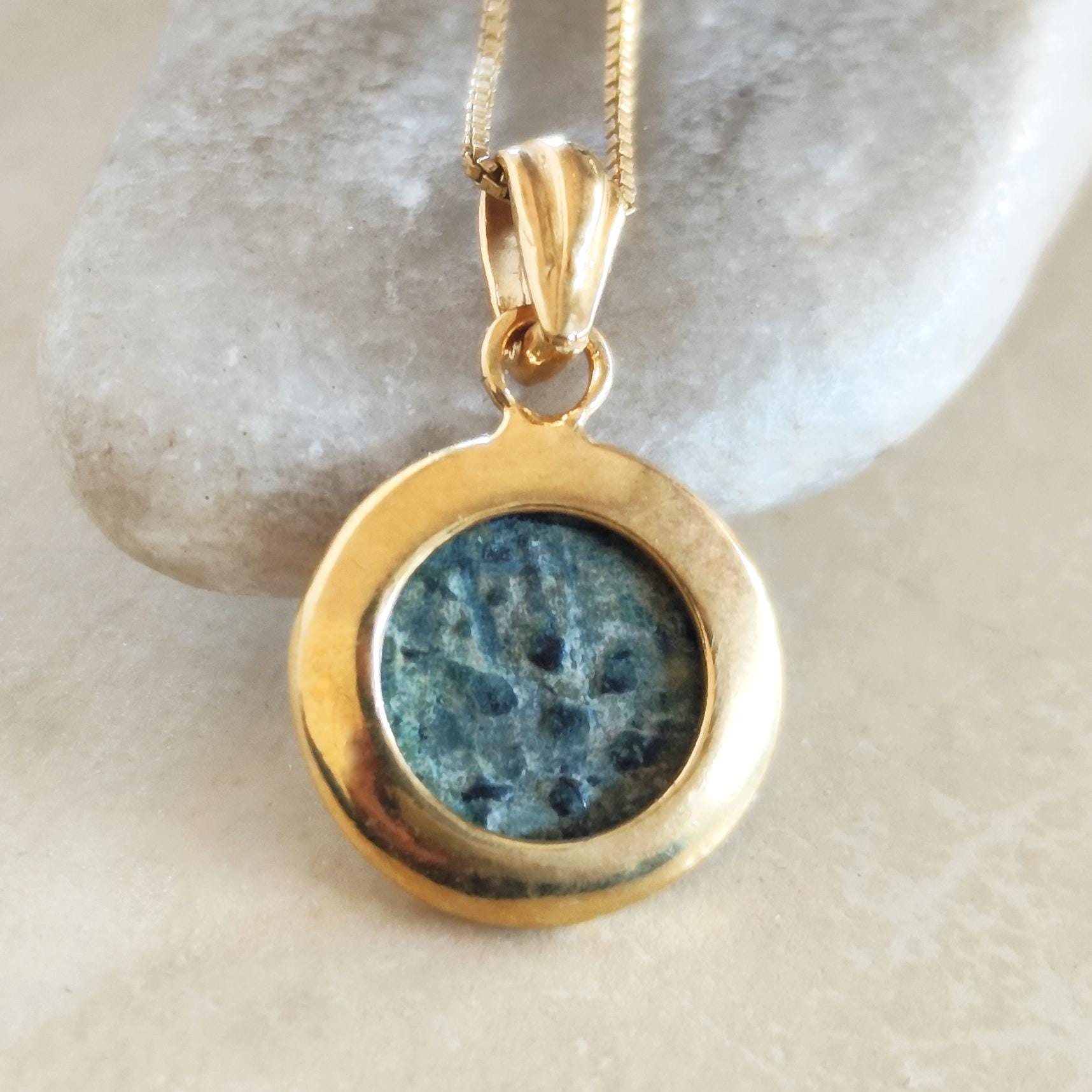 Antique Widow's Mite Coin Pendant: 18K Gold Plated Sterling Silver, Bible Gift Barr Designs