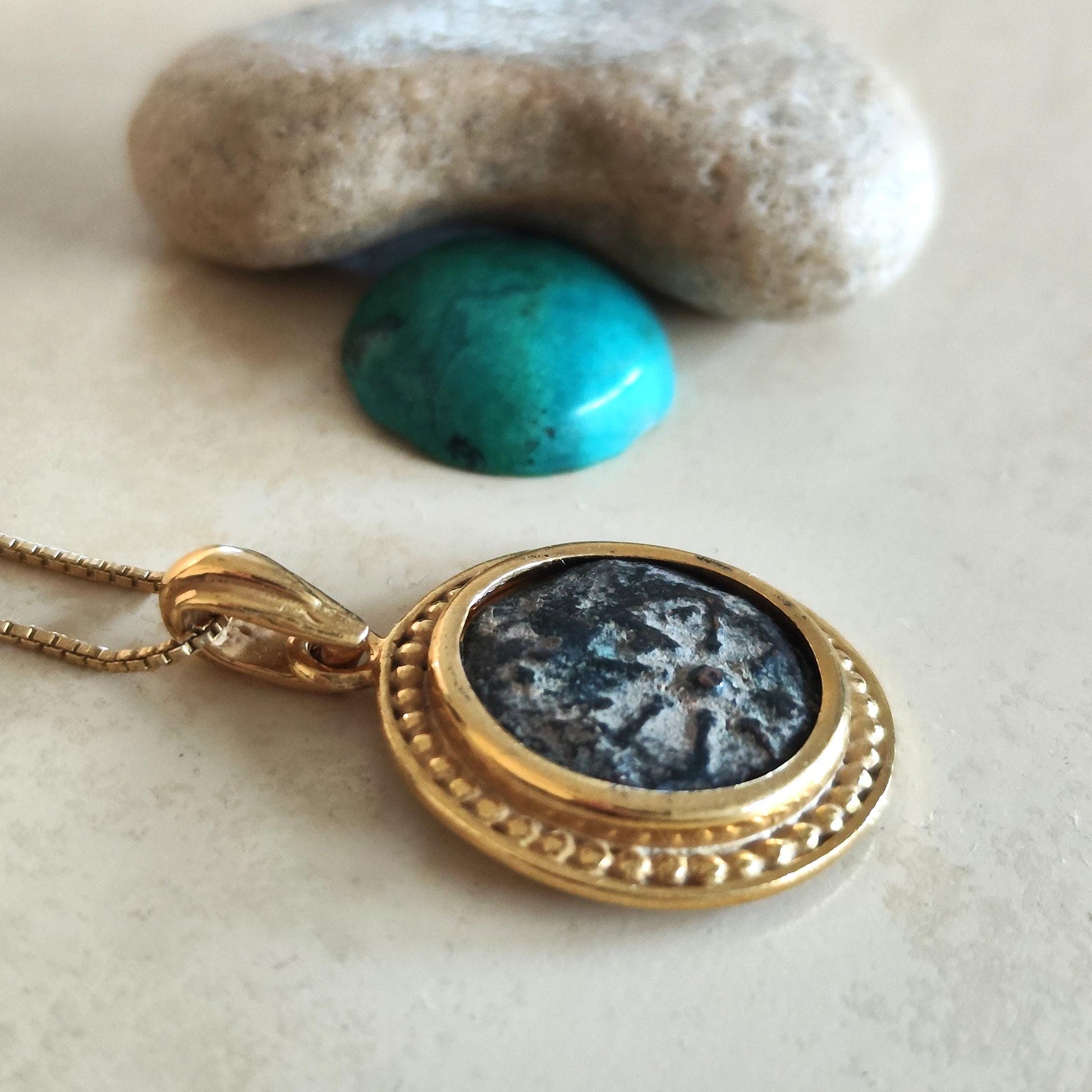 Authentic Widow's Mite Coin Necklace: Large Christian Biblical Medallion, Gold Plated Barr Designs