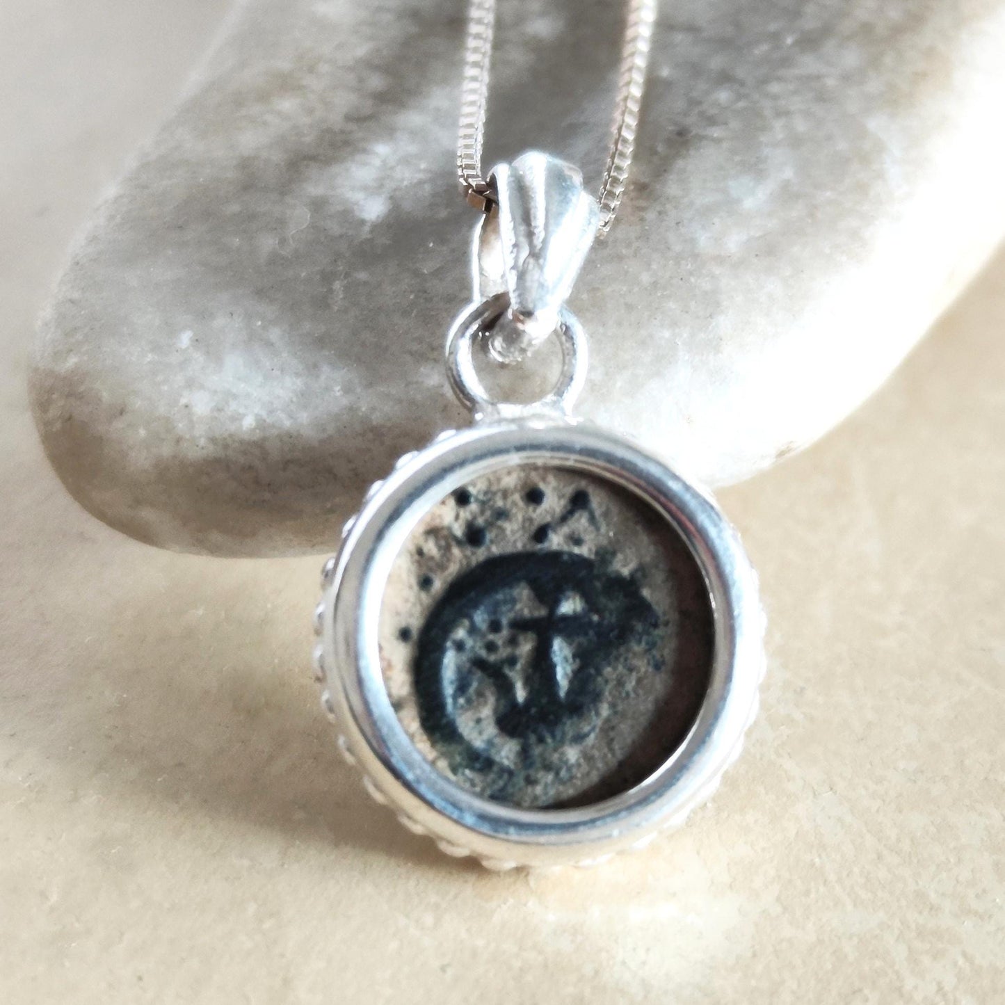 Jesus Time Coin Jewelry, Bible Mark 12:41 Widow Mite Necklace, Ancient Judean Coin Pendant for Christian