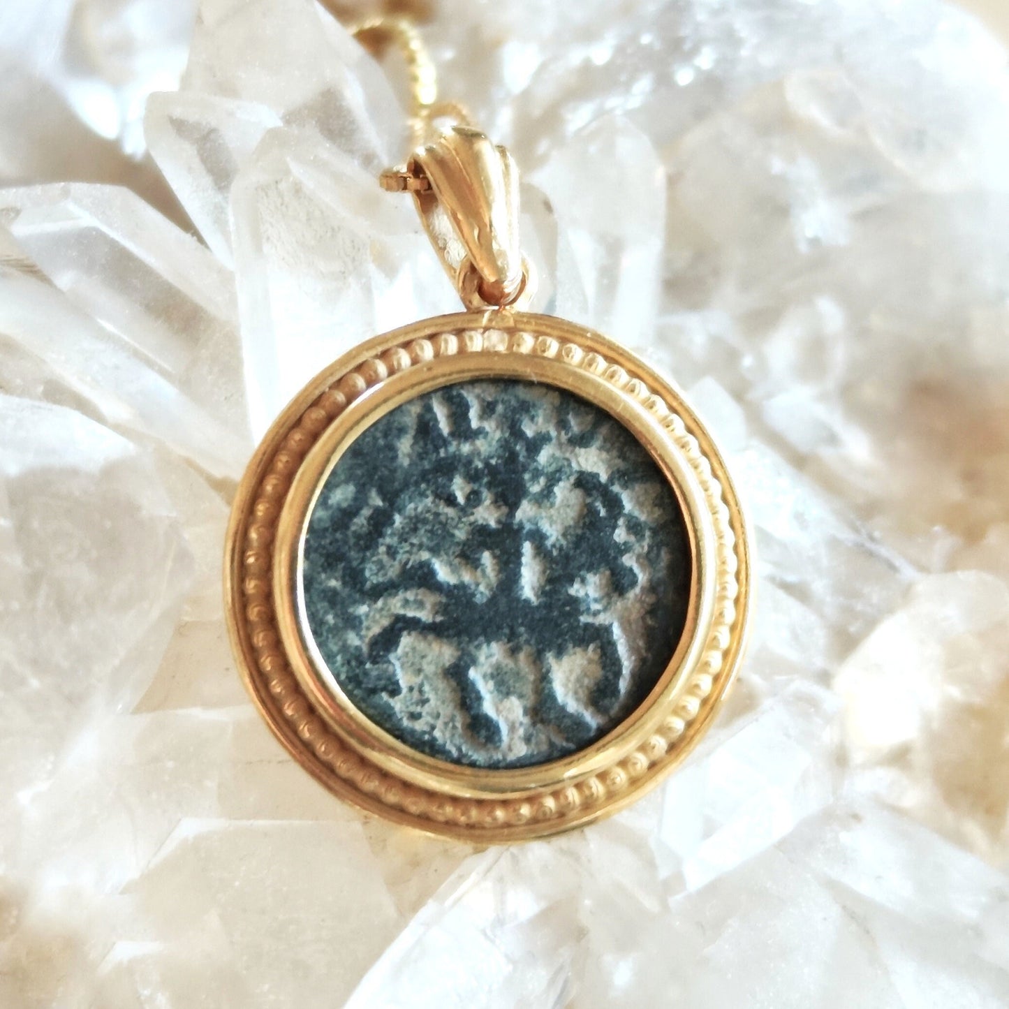 Authentic Crusader Coin Necklace, Horse Coin Gold Plated Pendant, Christian Latin Cross Pendant, Knights Templar Jewelry, Vintage Necklace