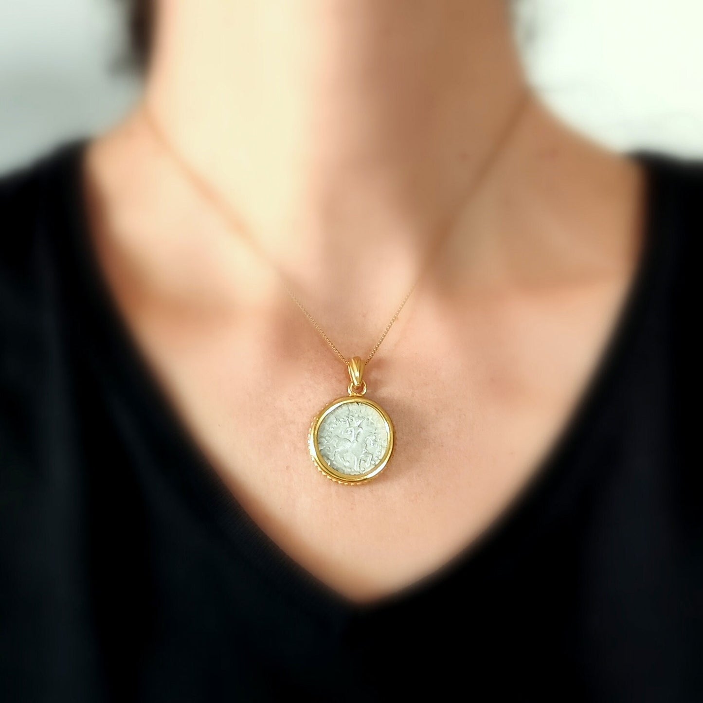 Ancient Medieval Silver Coin Necklace, Authentic Armenia Kingdom Horse Lion Coin, Christian Crusader Cross pendant, Vintage style jewelry