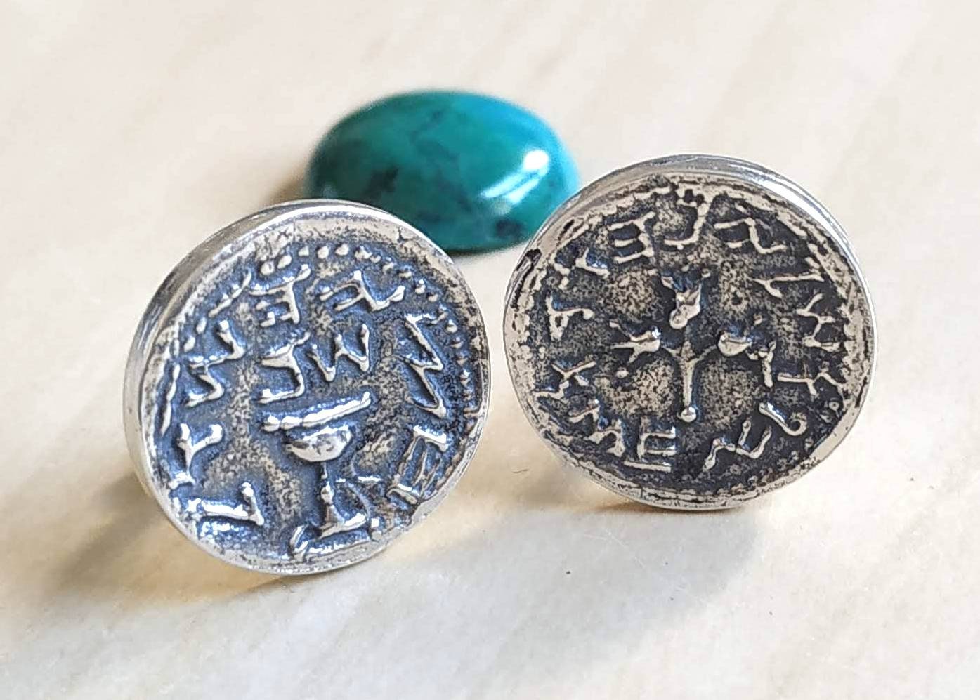 Jewish Revolt Silver Coin Cufflinks, Vintage Style Cufflinks, Jewish Men's Gift, Half Shekel Coin Jewelry, Bar Mitzvah Gift, Father's Day