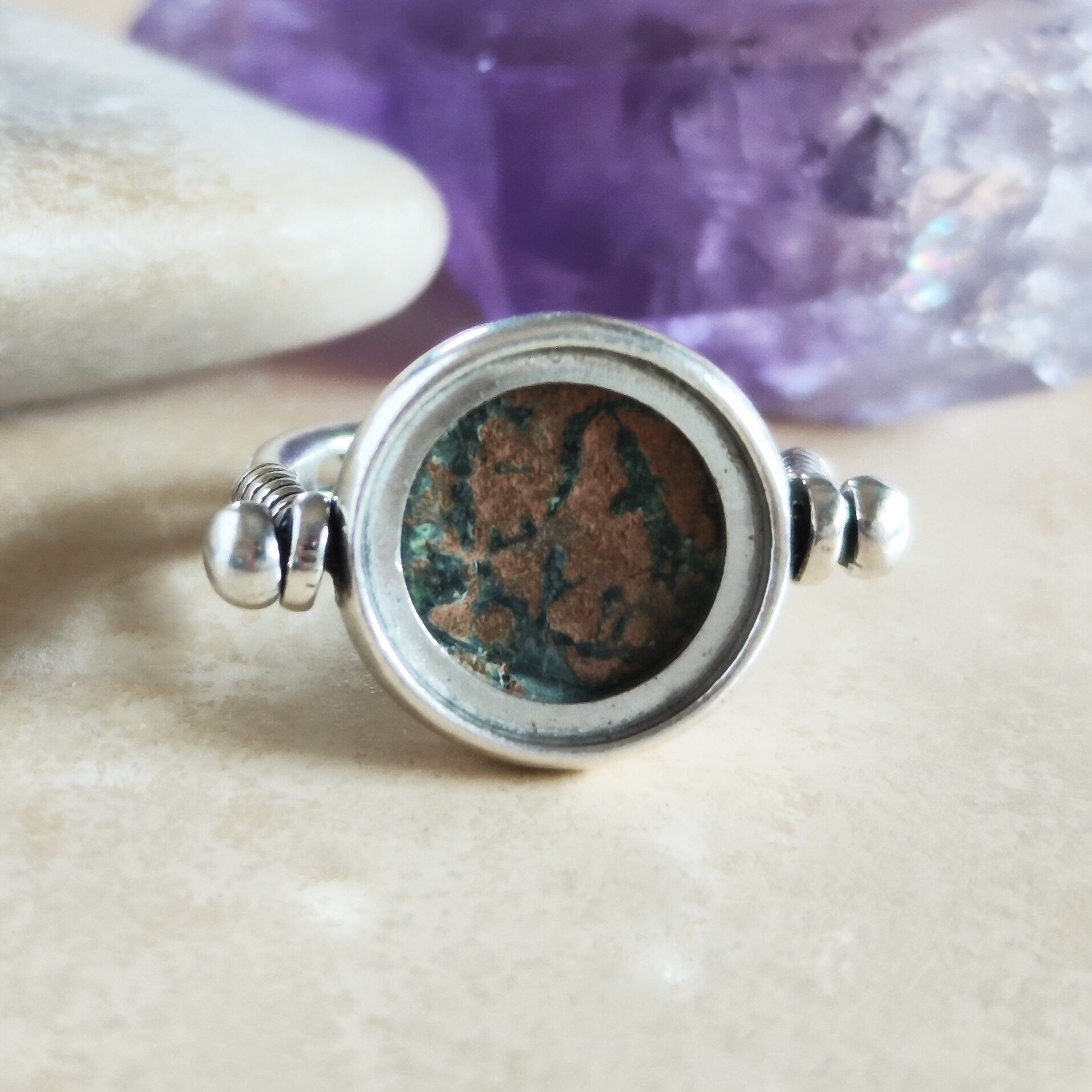 Biblical Prutah Coin Ring: Antique King Herod I, Sterling Silver Swivel Ring, Size 8 Barr Designs
