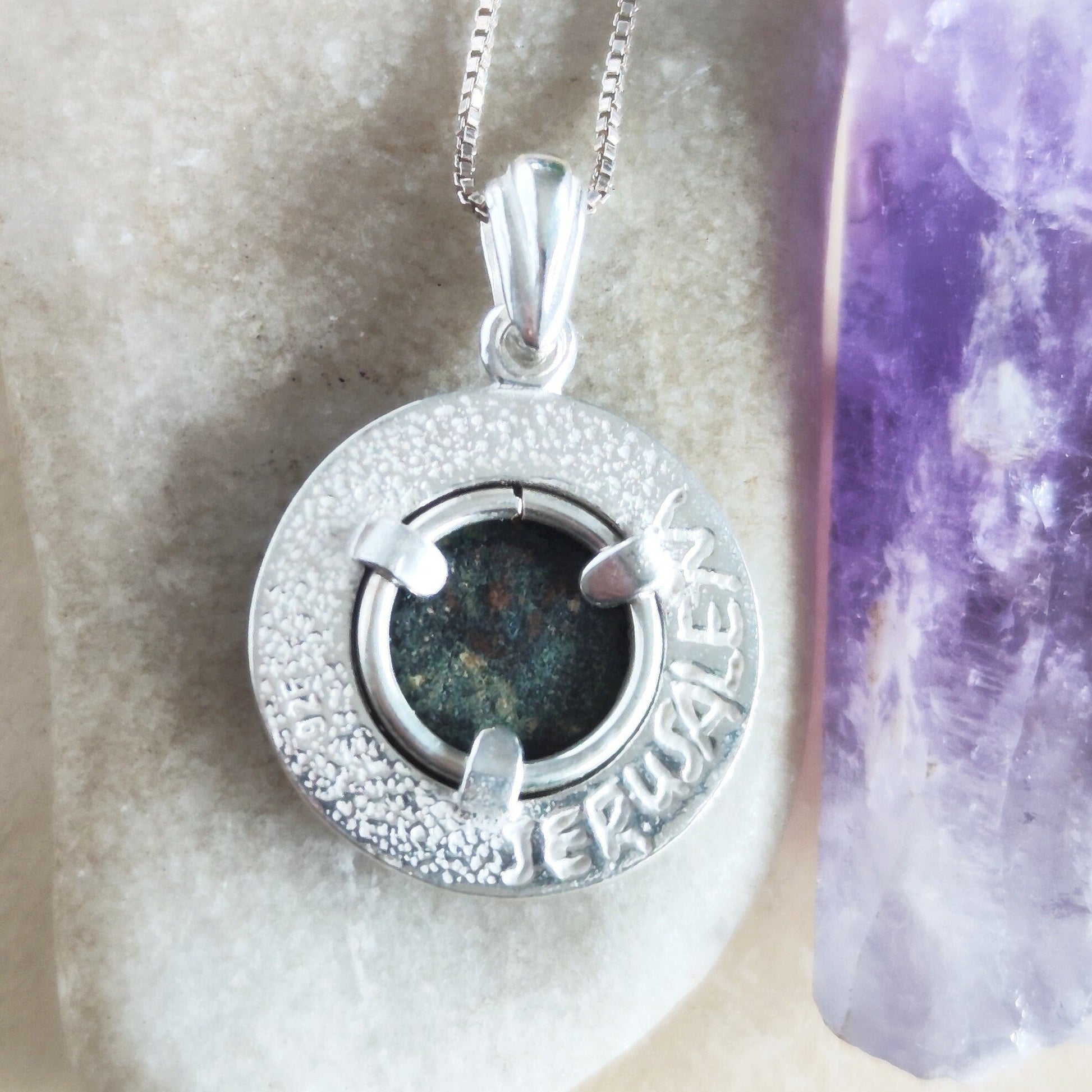 Genuine Widow's Mite Pendant, Ancient Coin Silver Necklace, Jesus Christian Jewelry Barr Designs