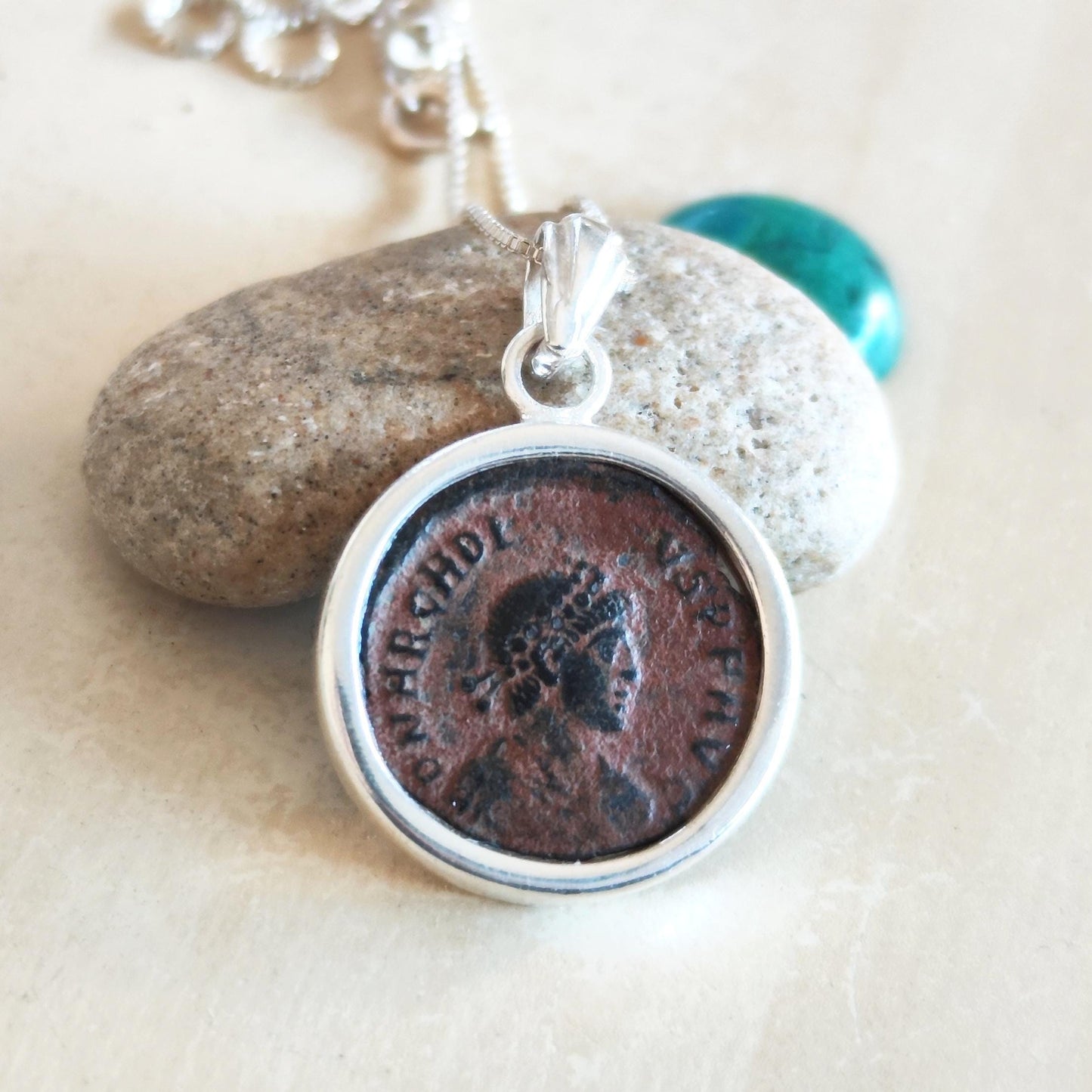 Antique Silver Medallion of Roman Emperor Arcadius, Early Christian Coin Men Jewelry