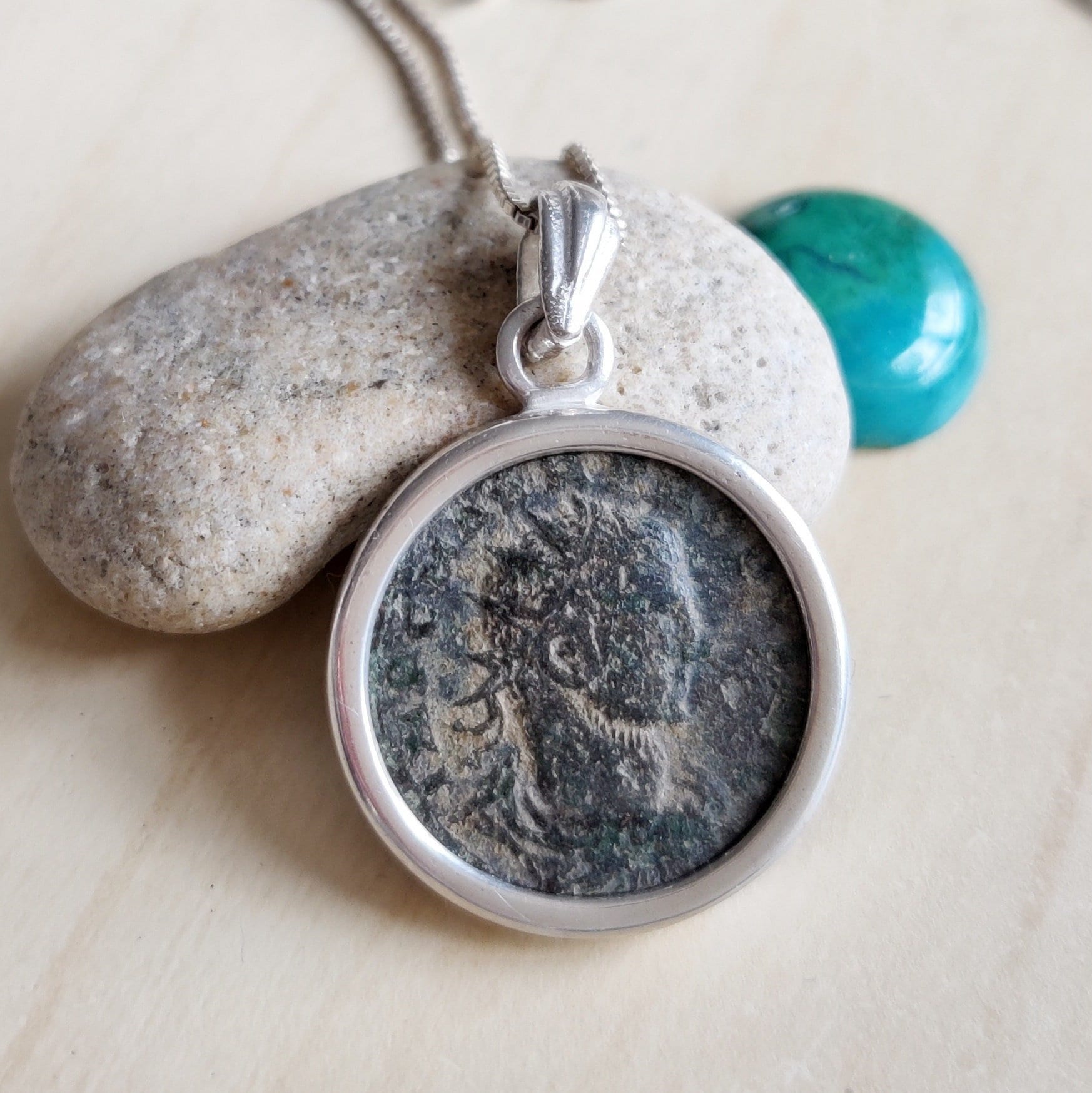 Antique Roman Empire Coin Silver Necklace, 3rd Century Valerian Pendant, Vintage Style Jewelry Barr Designs