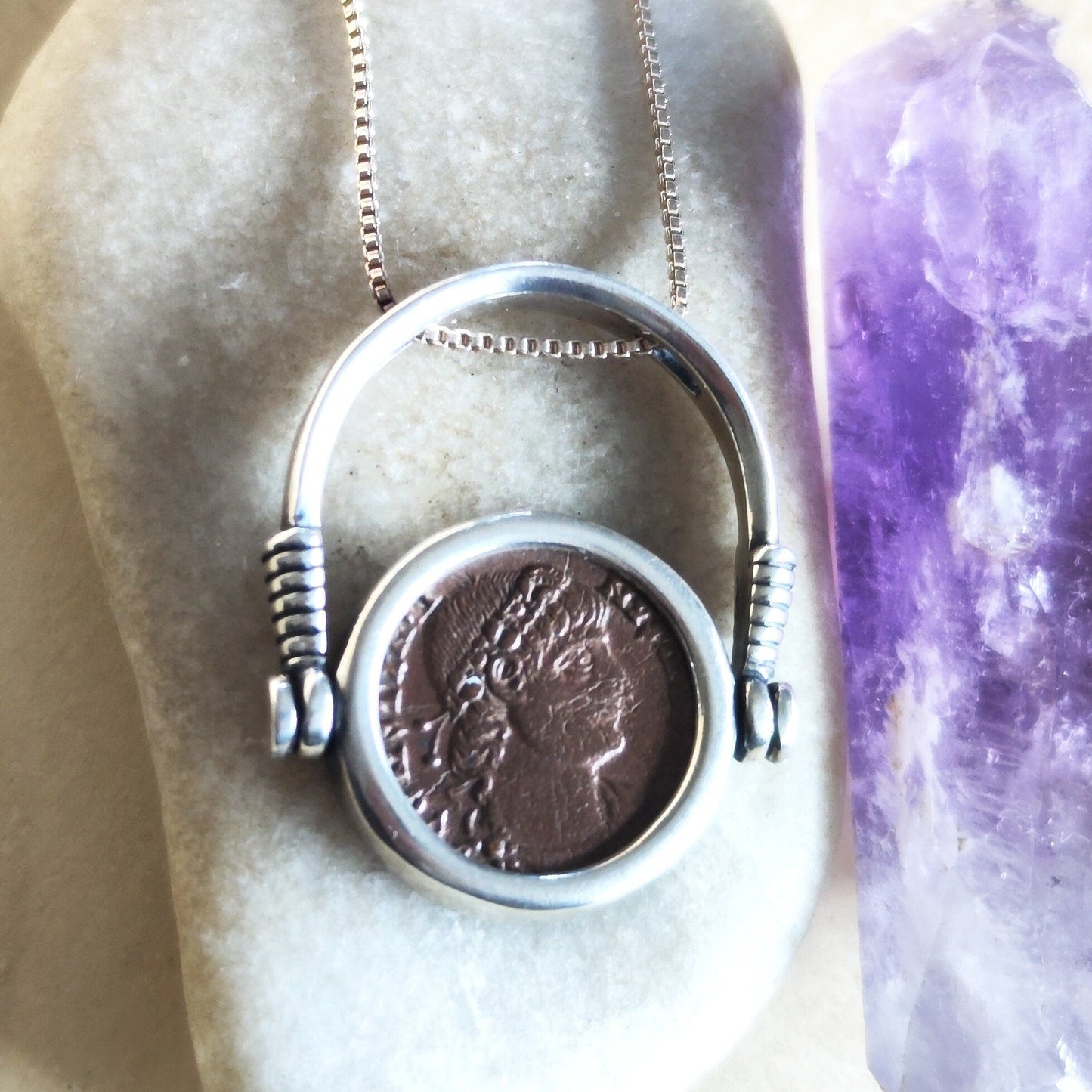 Ancient Roman Coin Sterling Silver Flip Ring: Constantine Era, Size 8 Barr Designs