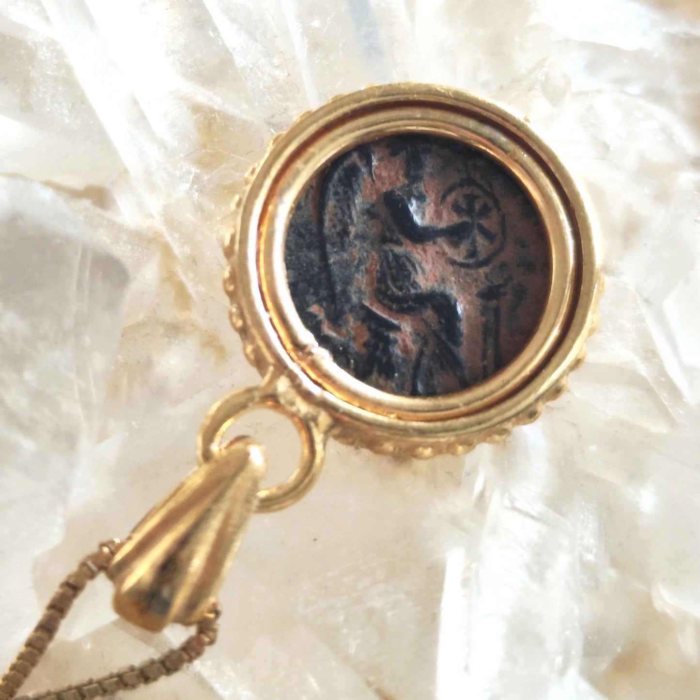 Ancient Roman Empress Coin Necklace, St. Aelia Flaccilla Small Medallion, Christian Orthodox Jewelry, Emperor Theodosius Arcadius Honorius