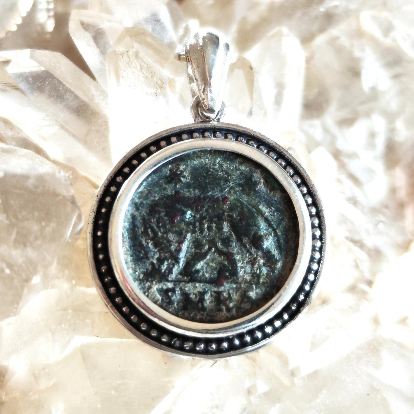 Authentic Roman Romulus & Remus coin necklace, Ancient history Silver medallion, unisex jewelry, antique Constantine She wolf bronze coin
