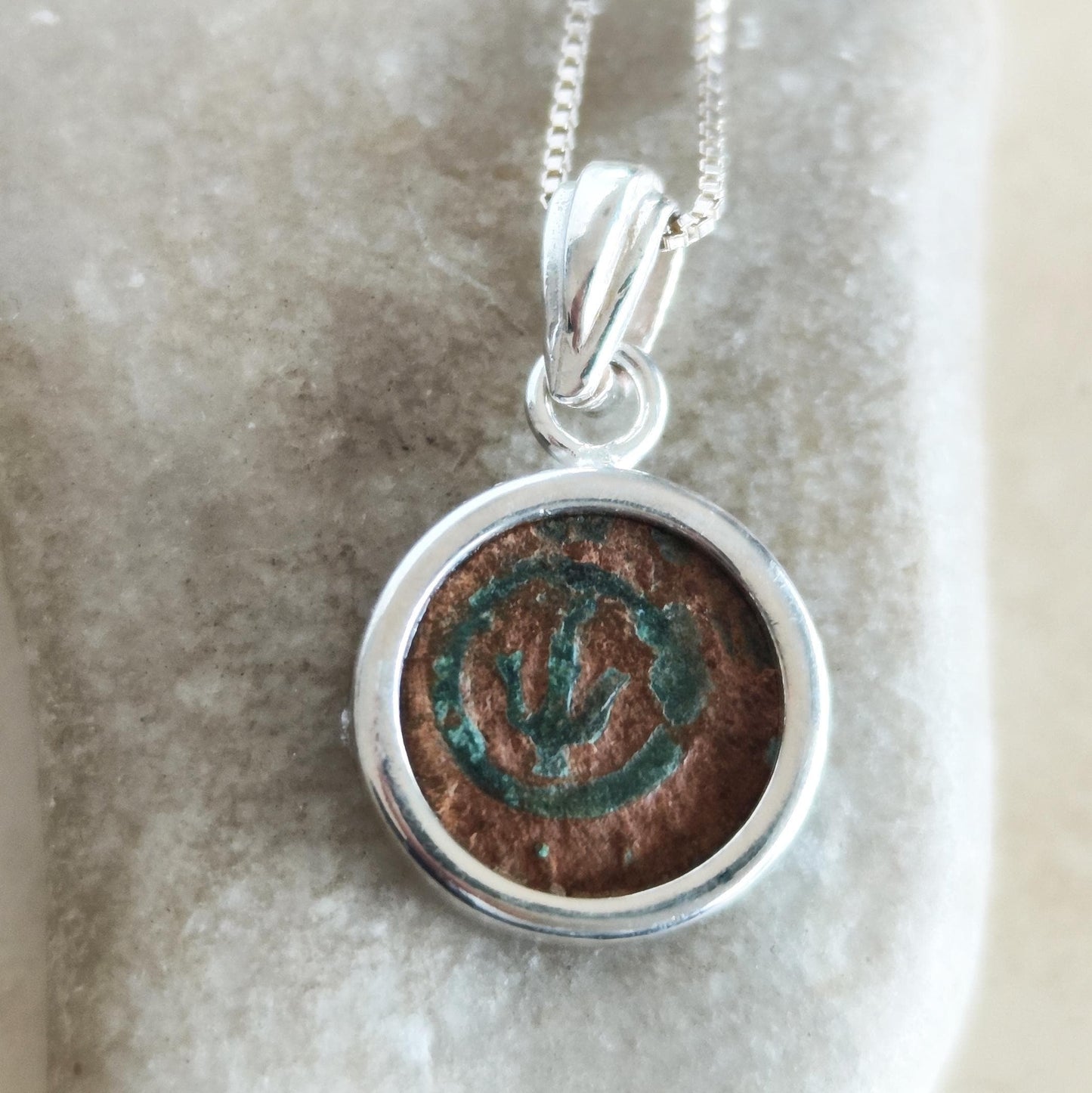 Christian Artifact Silver Pendant for Men, Ancient Judean Widow’s Mite Necklace, Jesus Poor Widow Story Jewelry