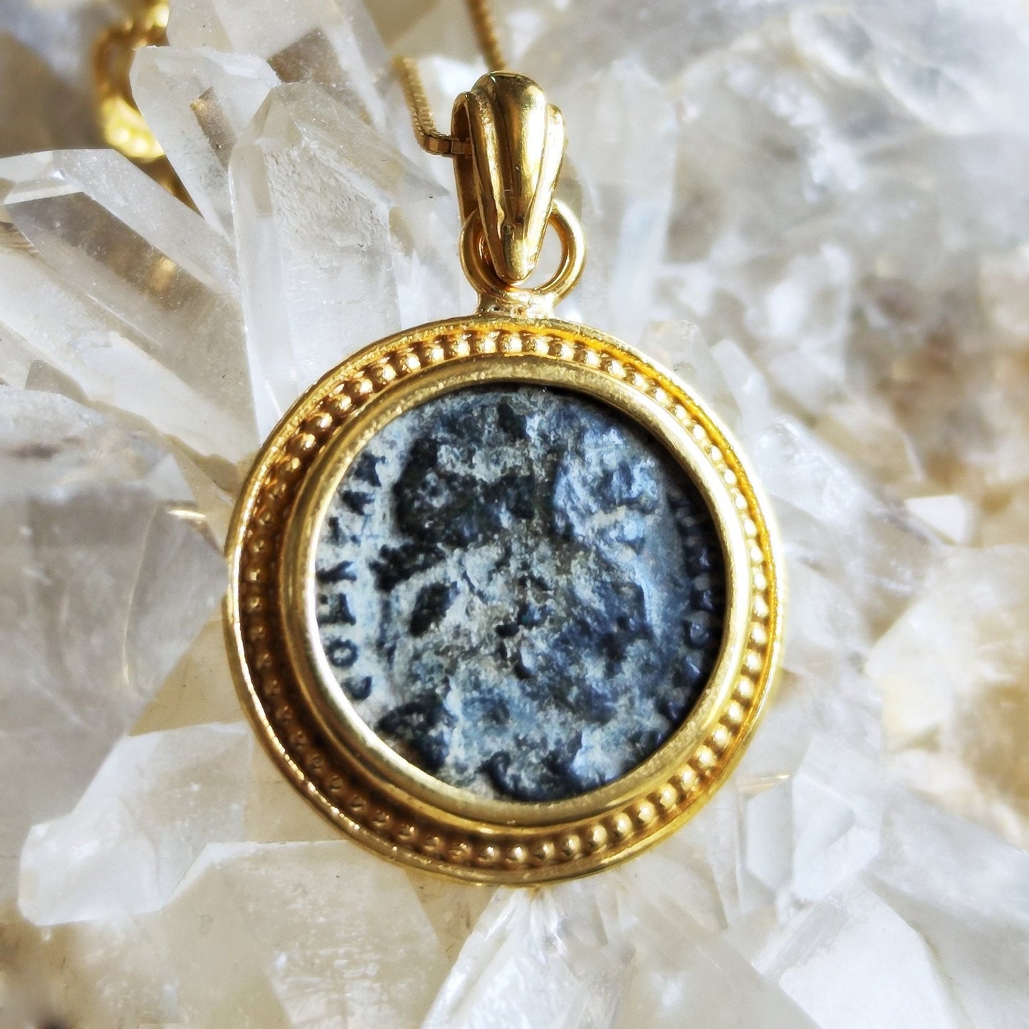 Authentic Certified Roman coin necklace, Antique Constantine the Great medallion, Emperor pendant, Vintage coin jewelry, unisex gift idea