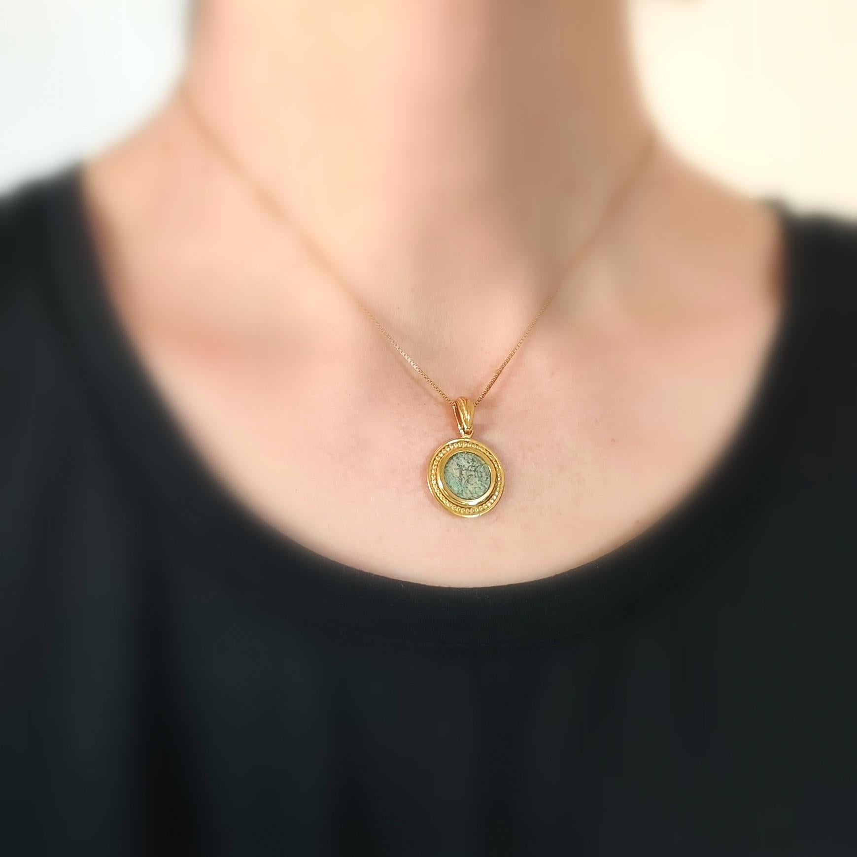 Christian Coin Necklace: Antique Biblical Widow's Mite Coin, Gold Plated Pendant Barr Designs