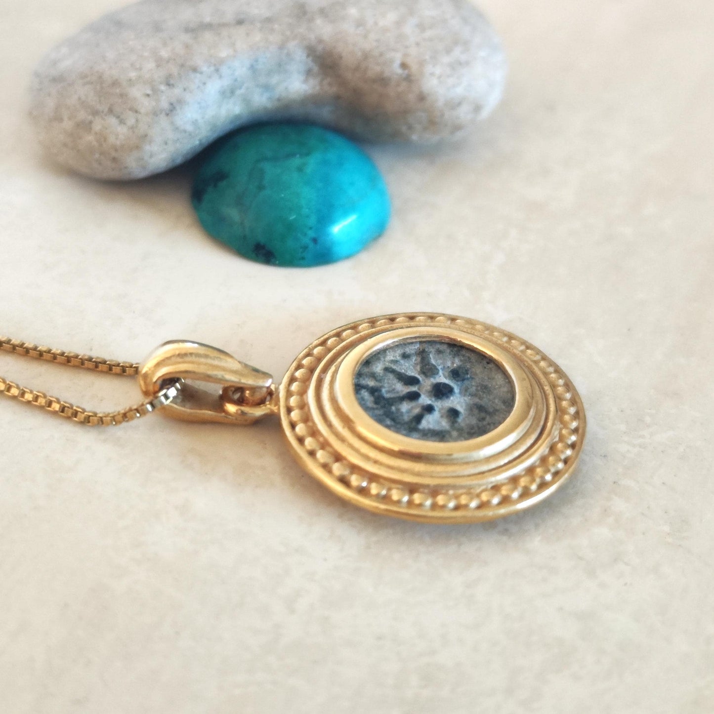 Antique Widow's Mite Coin Necklace: Christian Coin Gold Plated Medallion Pendant Barr Designs