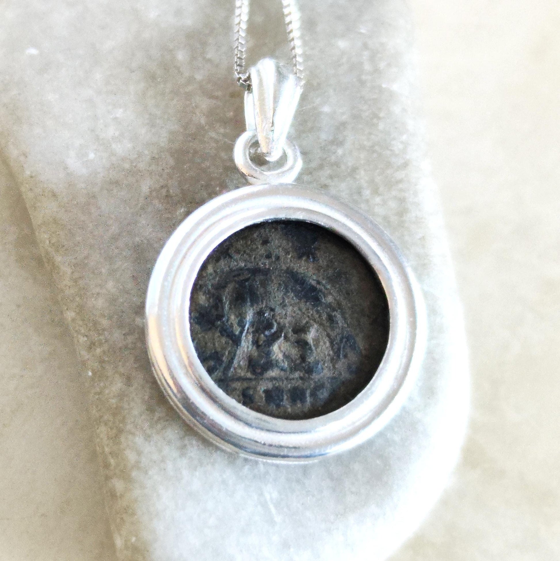 Romulus and Remus She Wolf Necklace: Ancient Roman Coin, Sterling Silver Barr Designs