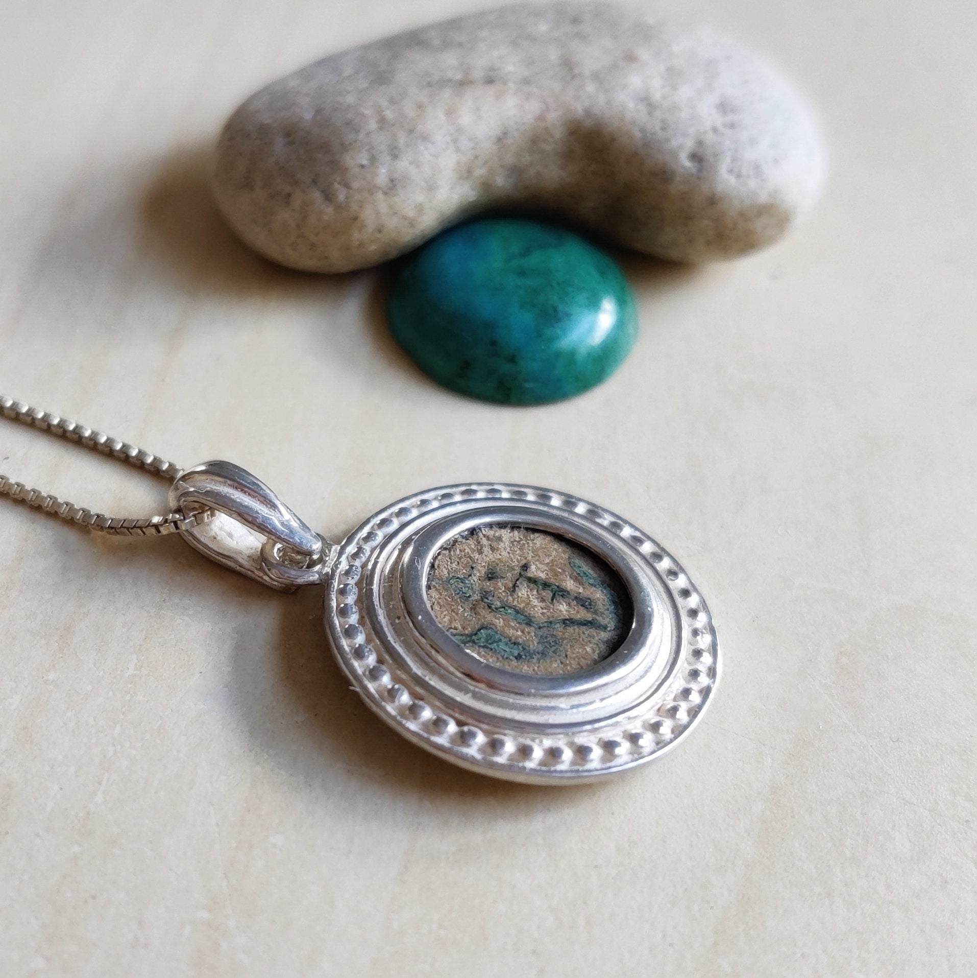 New Testament Widow's Mite Coin Necklace: Sterling Silver Jerusalem Pendant Barr Designs