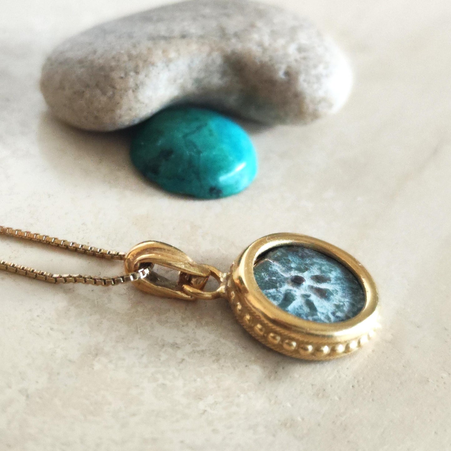 Ancient Biblical Widow Mite Coin Necklace, Antique Gold Plated Pendant, Jesus Time Jewelry Barr Designs