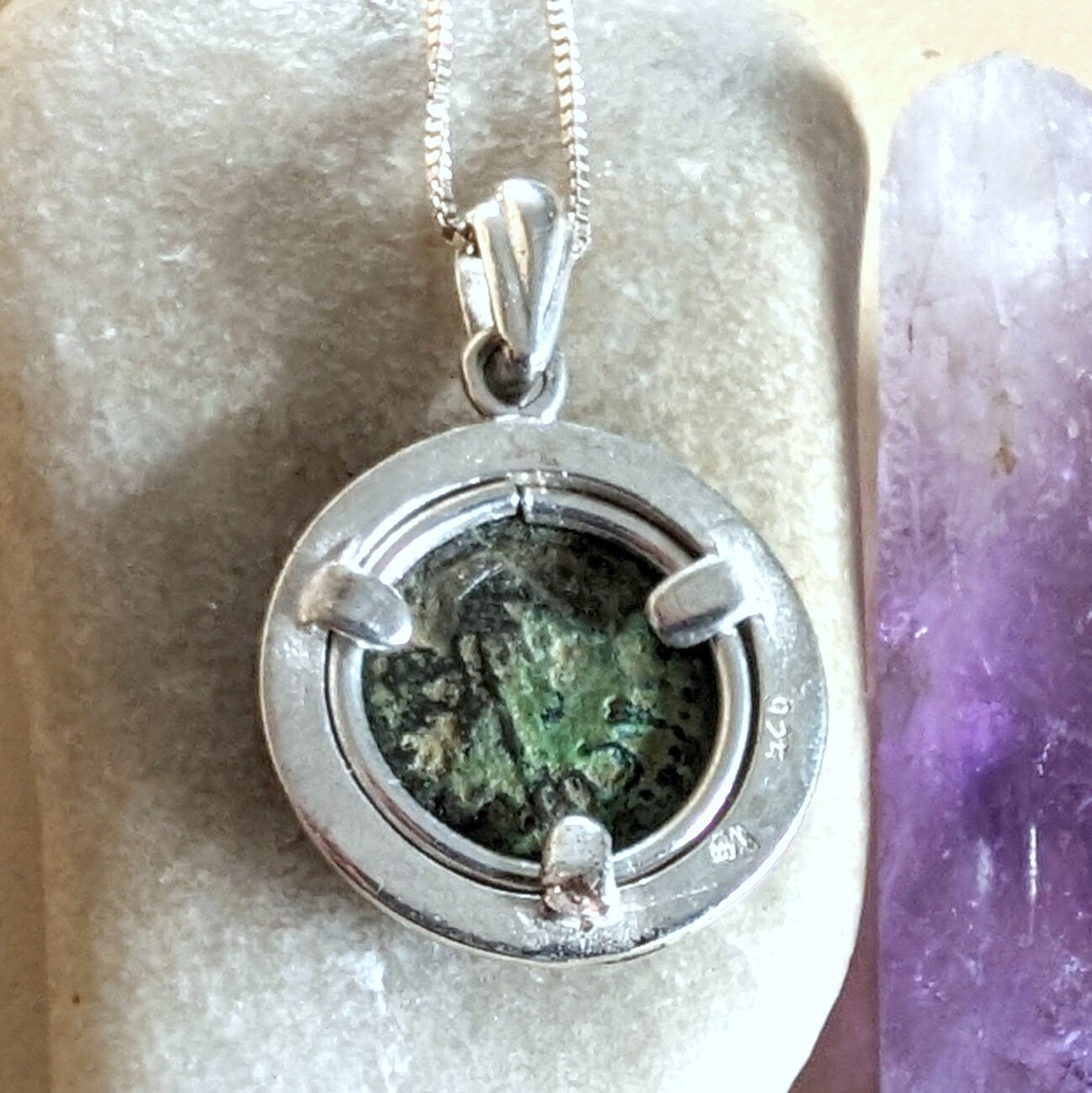 Antique Roman Coin Pendant: Herod Agrippa, Sterling Silver, History Gift Barr Designs