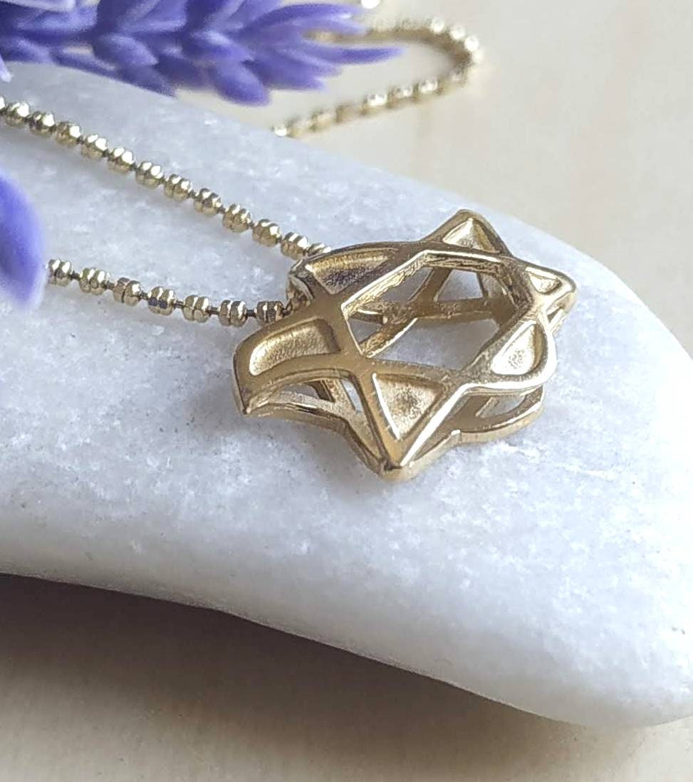 Gold Plated Dove Necklace, Star of David Peace Dove pendant, Christian gift, Jewish jewelry Barr Designs