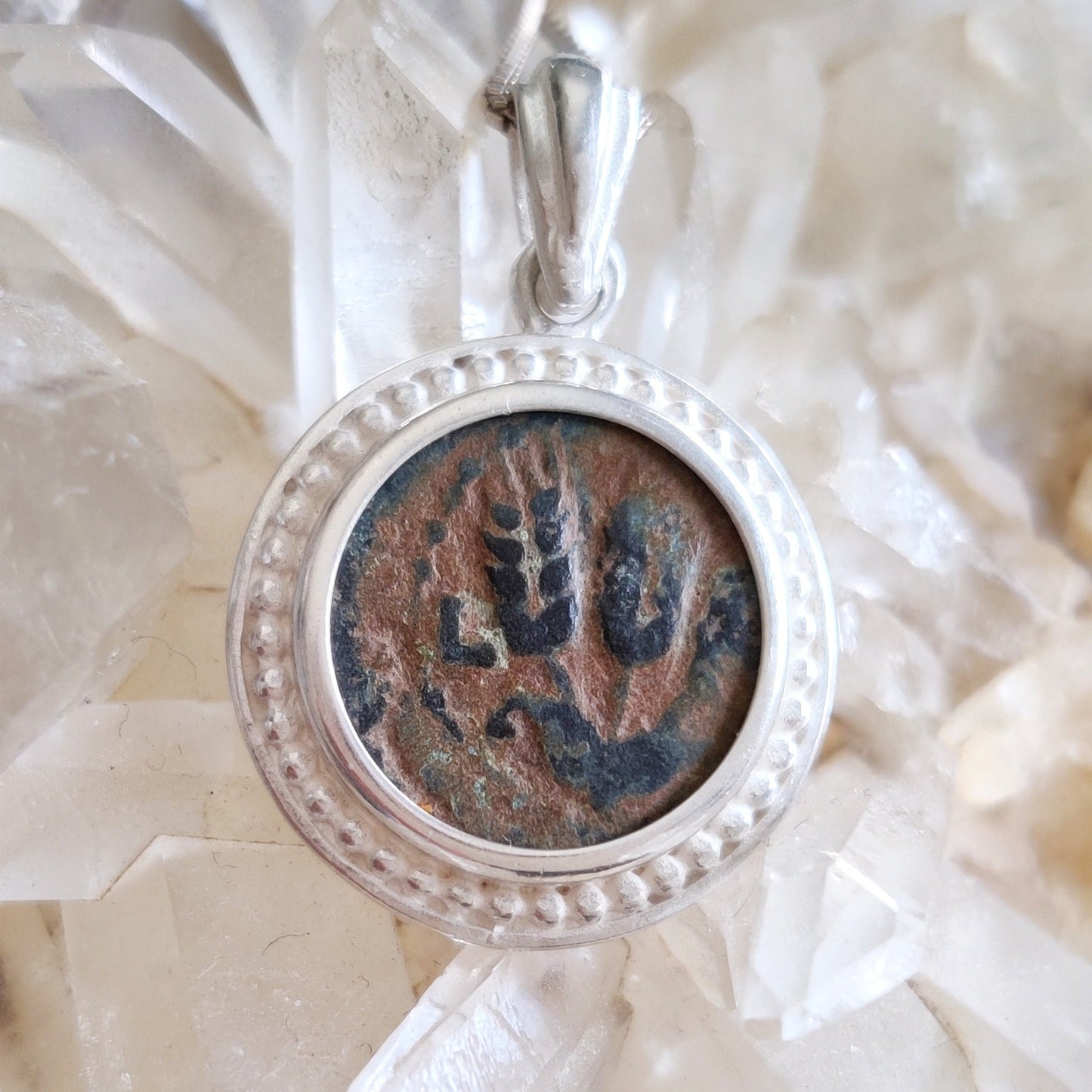 Ancient Jewish Roman coin silver Medallion, Certified King Herod Agrippa Coin Pendant