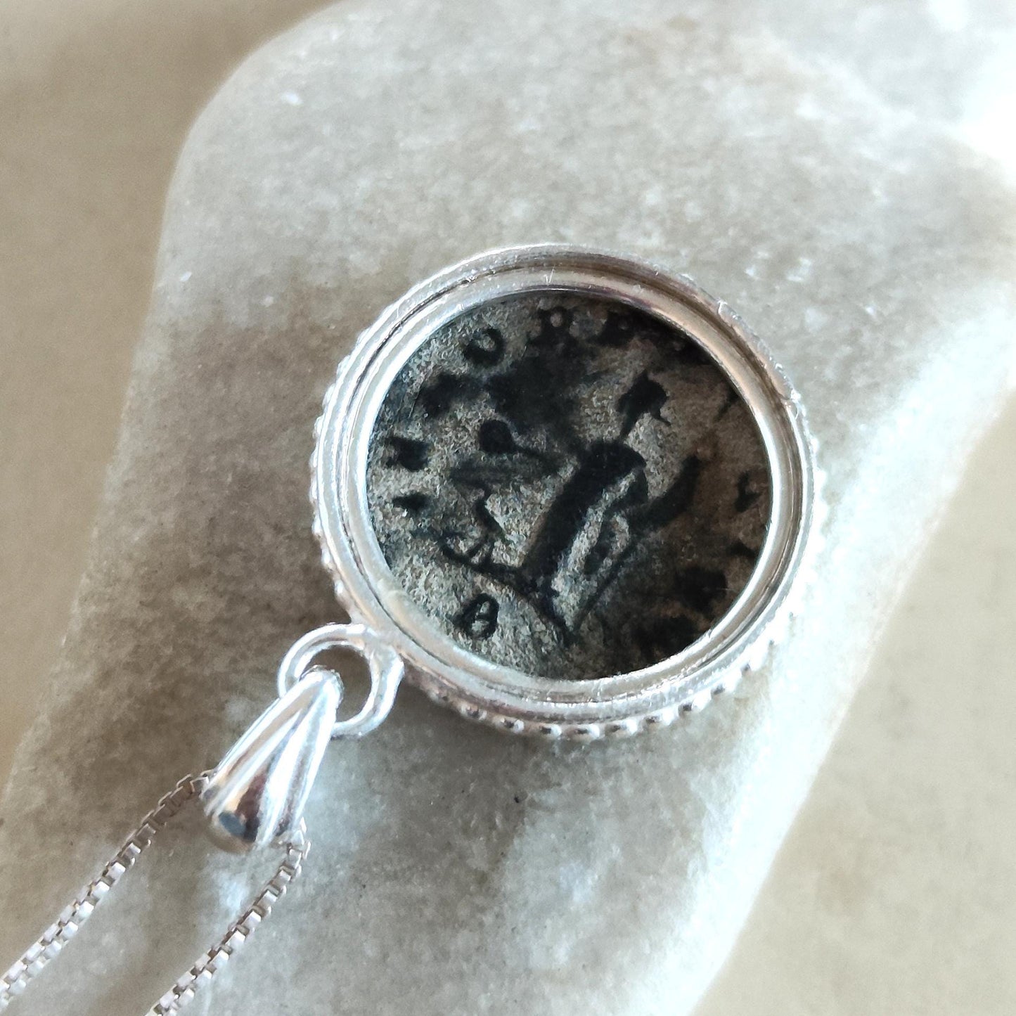 Authentic Certified Roman Emperor Claudius Gothicus Coin Necklace, Antique Silver Unisex Medallion Barr Designs
