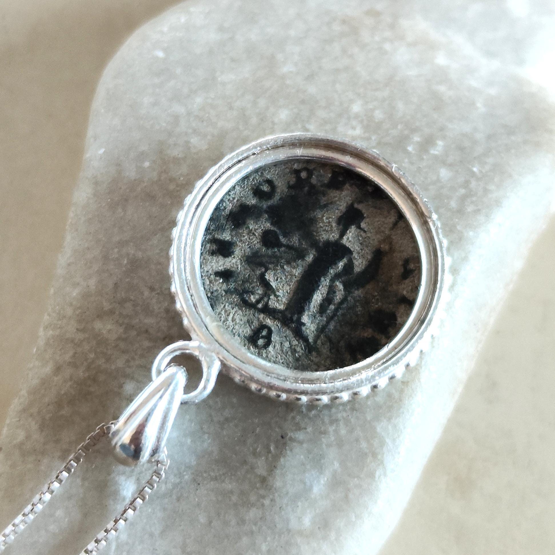 Authentic Certified Roman Emperor Claudius Gothicus Coin Necklace, Antique Silver Unisex Medallion Barr Designs