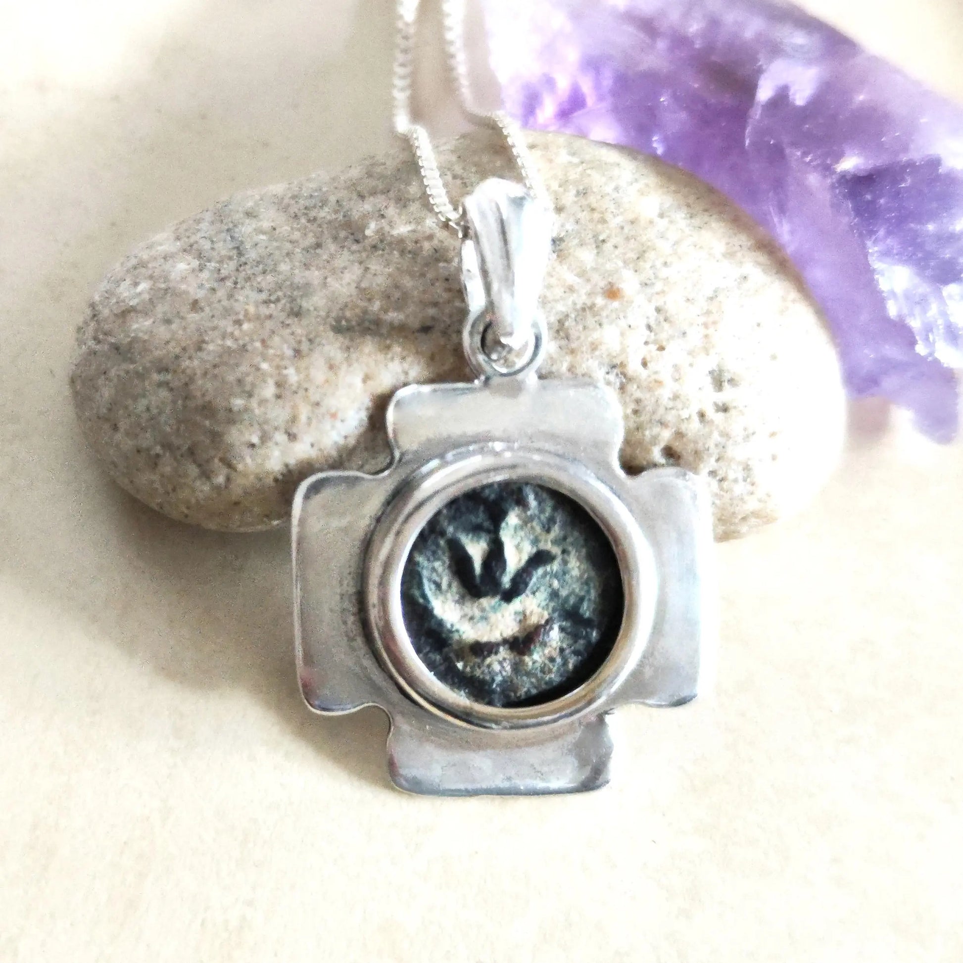 Sterling Silver Widow's Mite Coin Cross Pendant: Antique Christian Jewelry Barr Designs