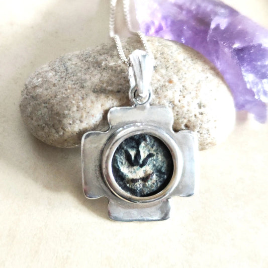 Sterling Silver Widow's Mite Coin Cross Pendant: Antique Christian Jewelry Barr Designs