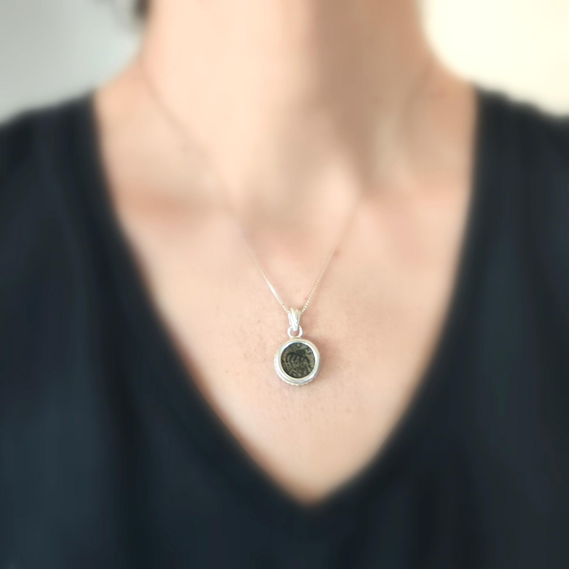 Romulus & Remus Coin Necklace: Sterling Silver Ancient Roman She Wolf Pendant Barr Designs