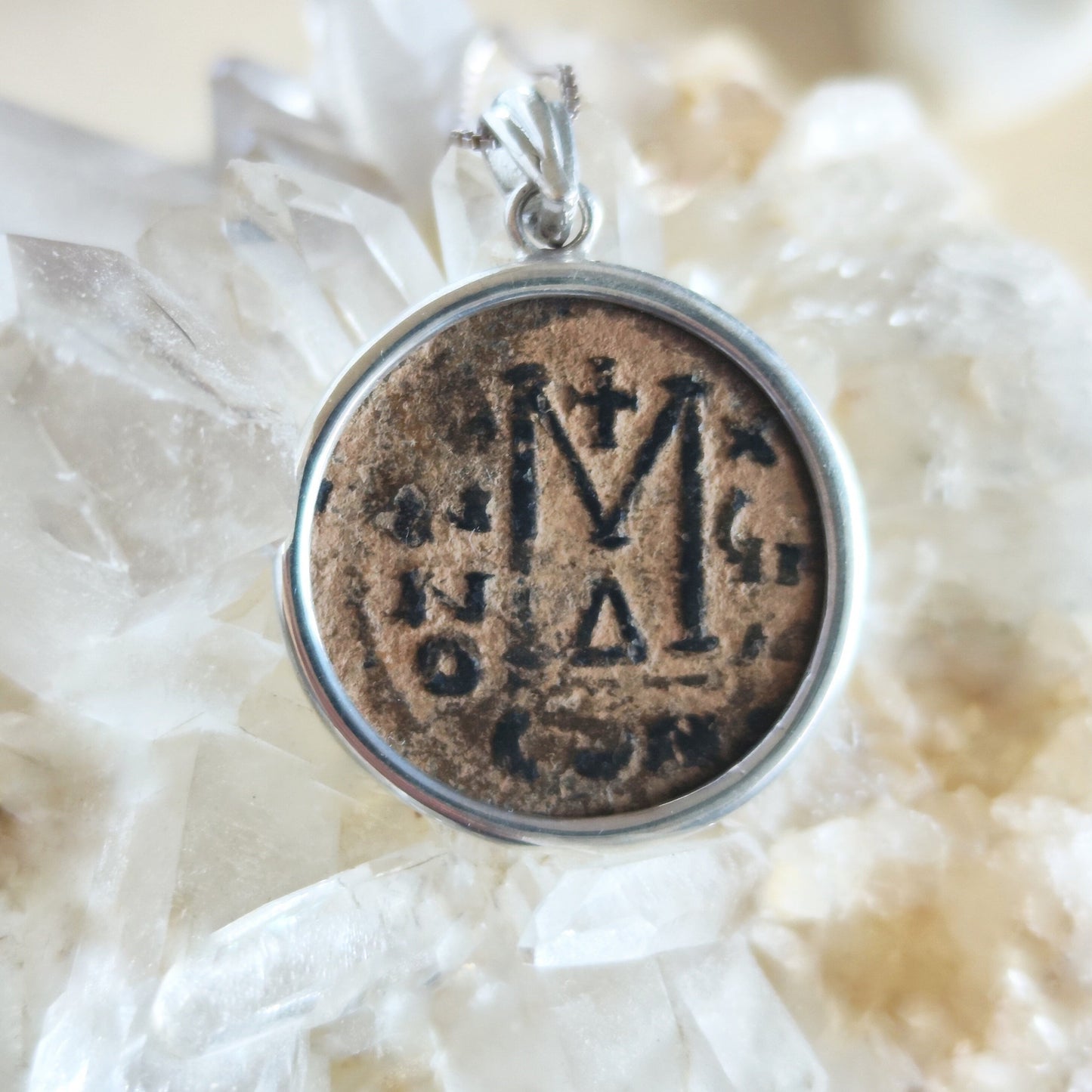 Ancient Byzantine Cross Coin Statement Medallion: Sterling Silver Unisex Necklace Barr Designs