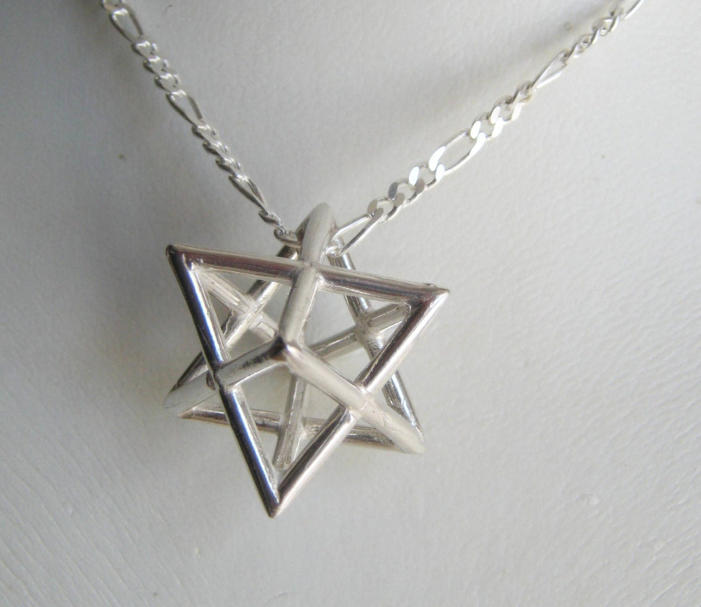 Sterling Silver XL Merkaba Necklace: Kabbalah Sacred Geometry Pendant Barr Designs