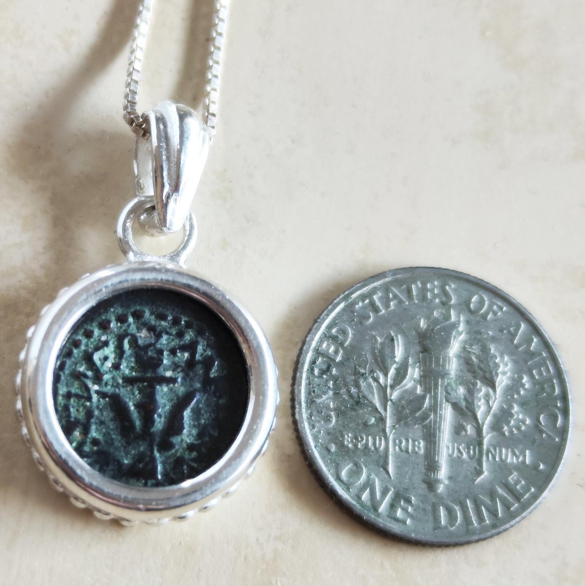 Widow's Mite Coin Pendant: Ancient Judea Bronze, Sterling Silver Charm Barr Designs