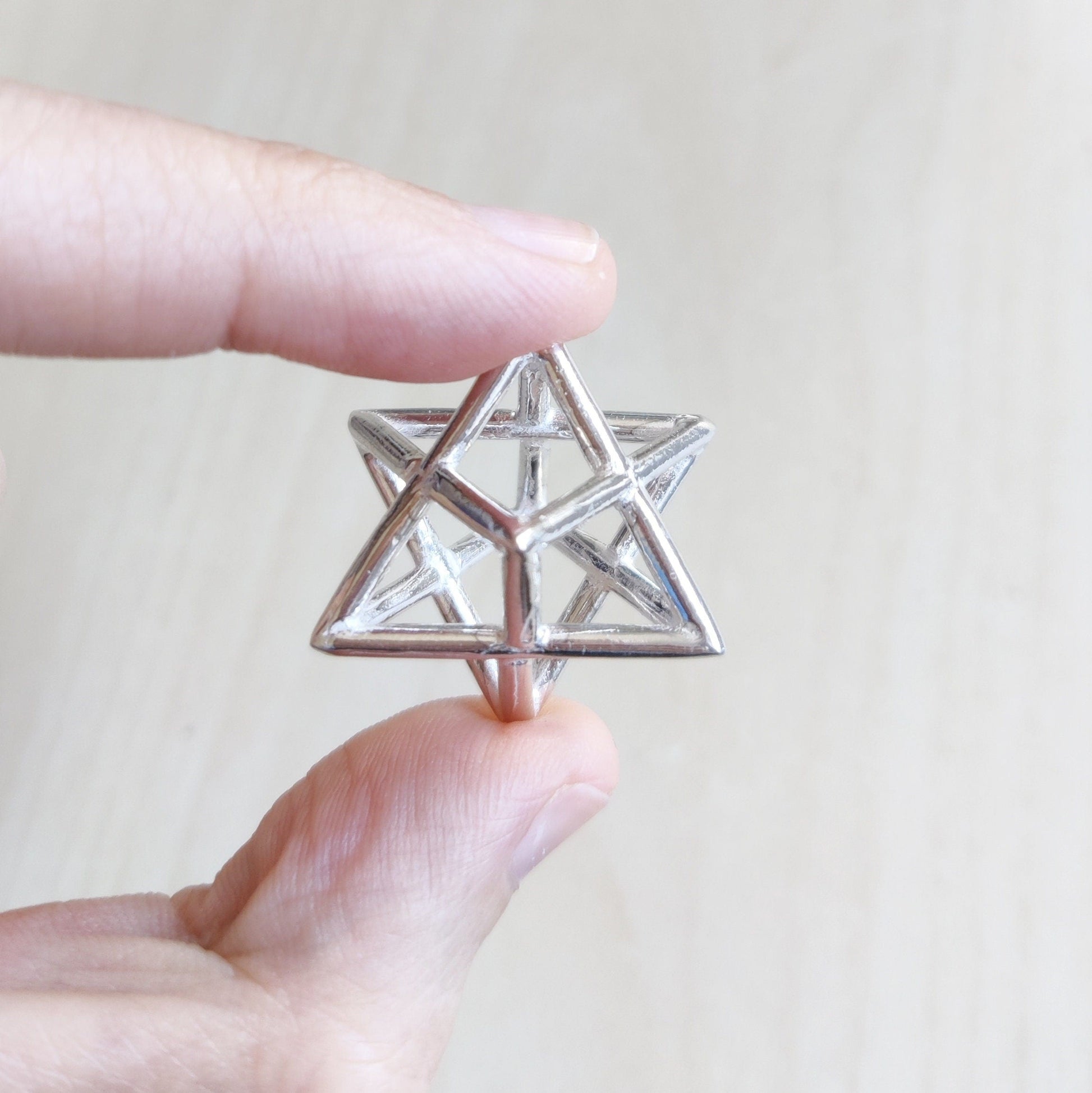 Sterling Silver Merkaba Necklace: Kabbalah Jewish Jewelry, Protection Star Tetrahedron Barr Designs