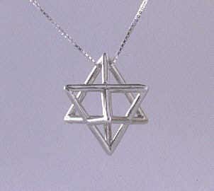 Sterling Silver Merkaba Necklace: Kabbalah Jewish Jewelry, Protection Star Tetrahedron Barr Designs
