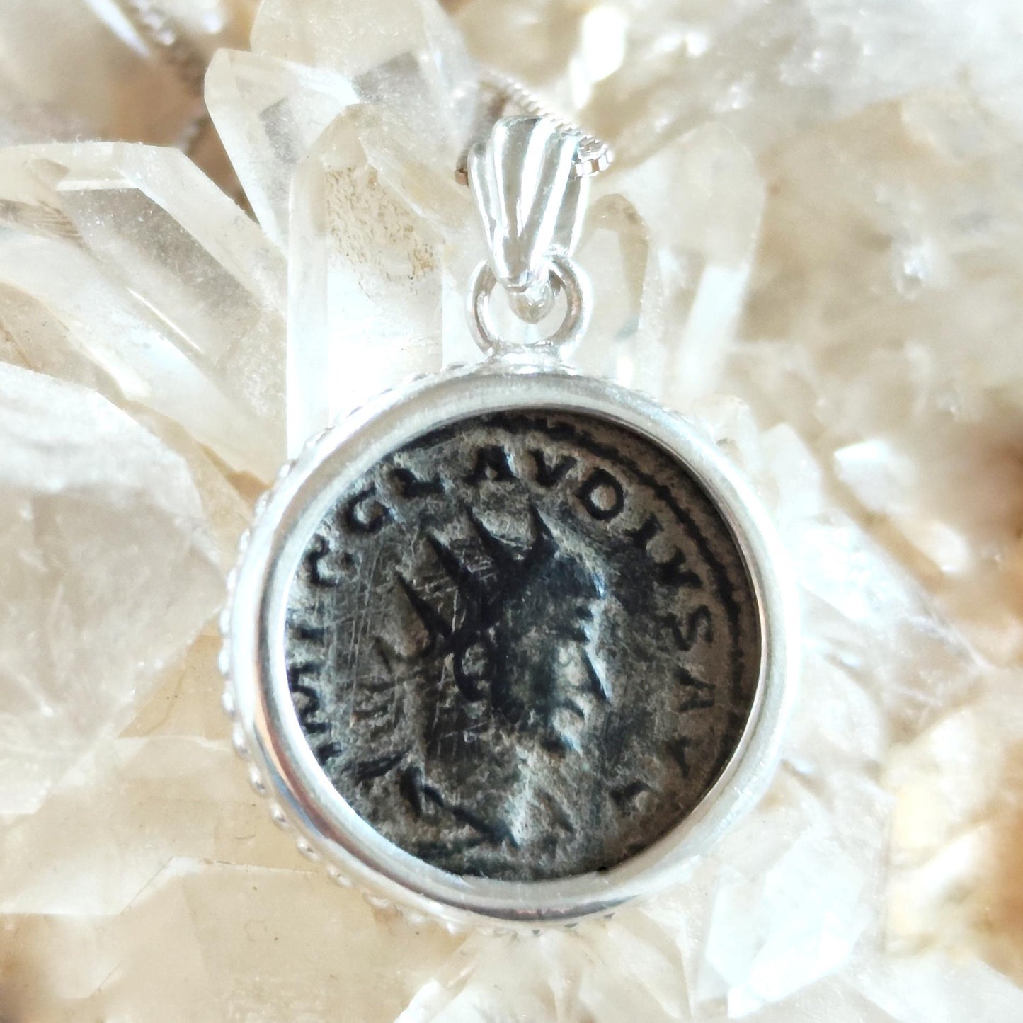 Authentic Certified Roman Emperor Claudius Gothicus Coin Necklace, Antique Silver Unisex Medallion Barr Designs
