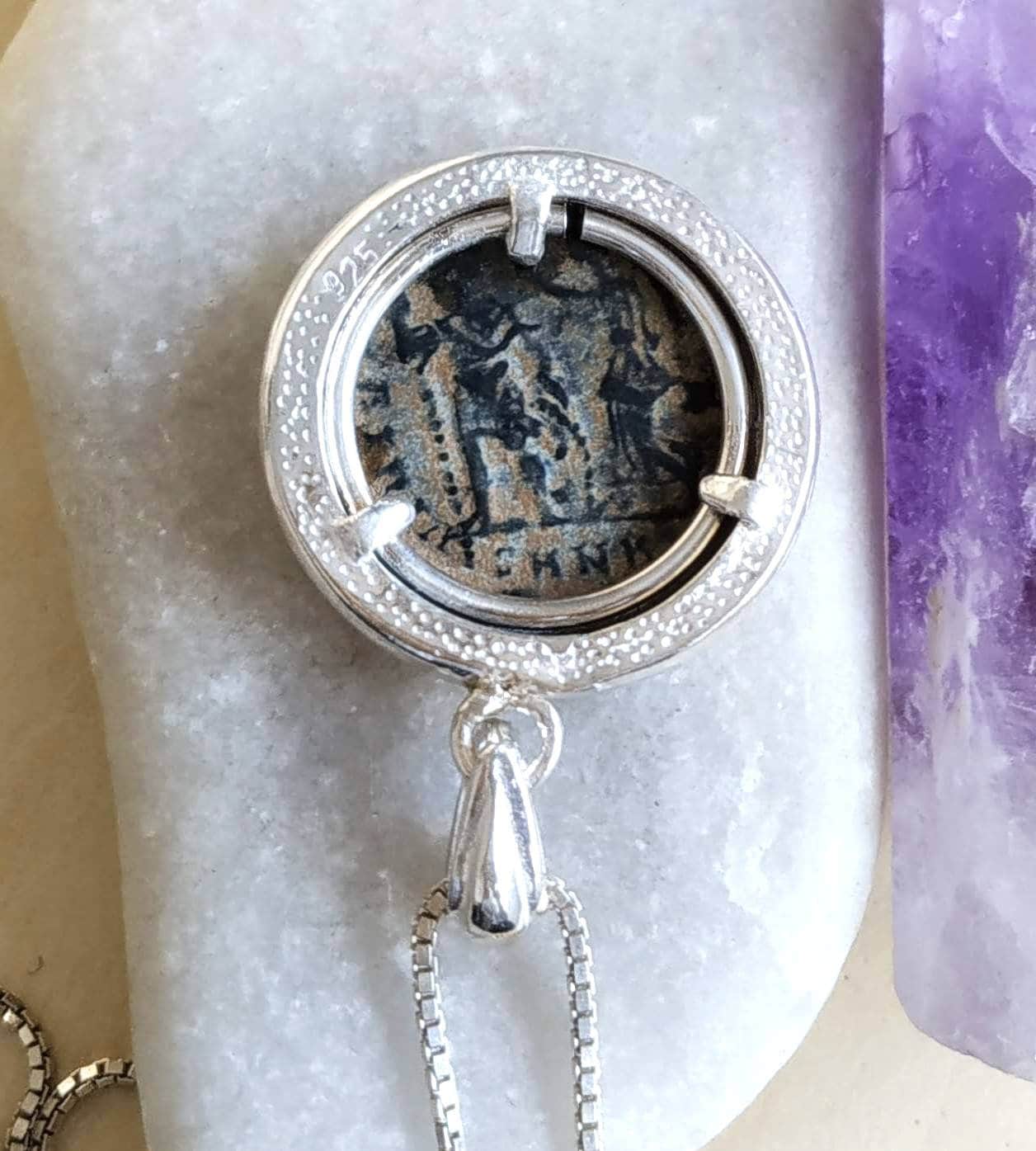Ancient Roman Emperor Honorius Coin Necklace, Early Christian Theodosius Coin Pendant, Vintage Gift Barr Designs