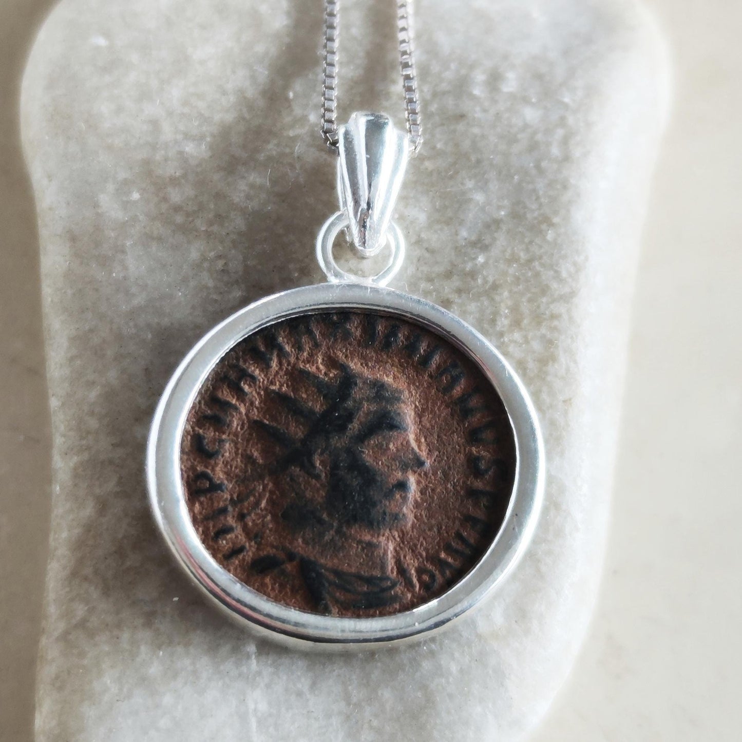 Ancient Roman Coin Pendant: Emperor Maximianus, Sterling Silver Medallion, Antique History Gift Barr Designs
