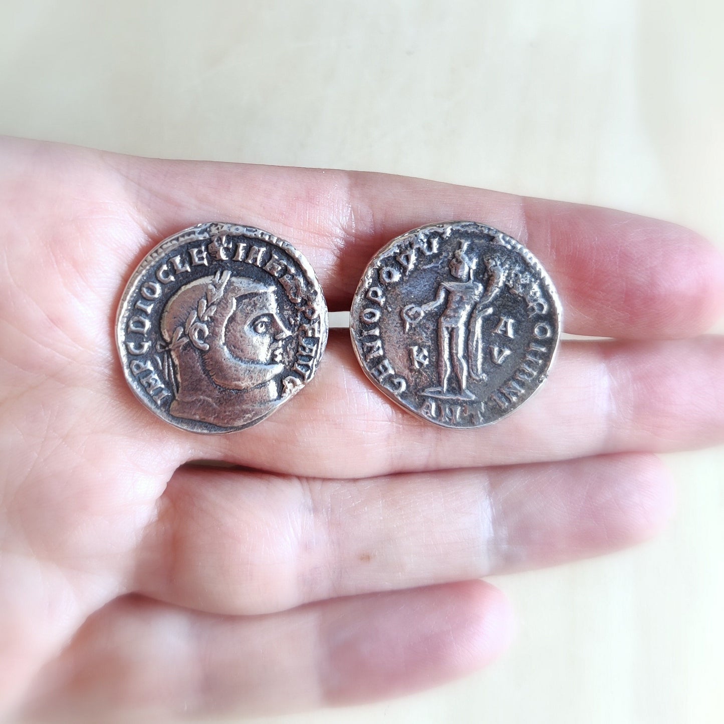 Sterling Silver Roman Emperor Diocletian Coin Cufflinks Barr Designs