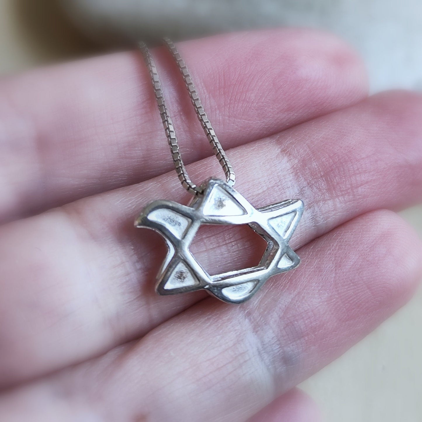Dove Star of David Sterling Silver Necklace: 3D Jewish Christian Gift Barr Designs