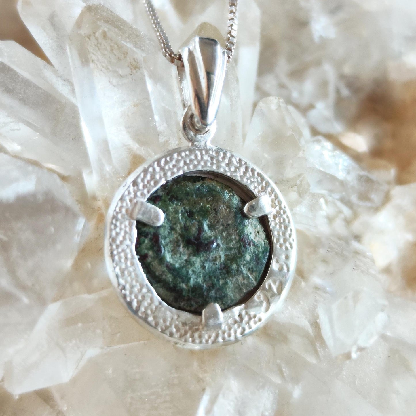 Biblical Widow Mite Coin Silver Necklace, Jesus New Testament Medallion Barr Designs