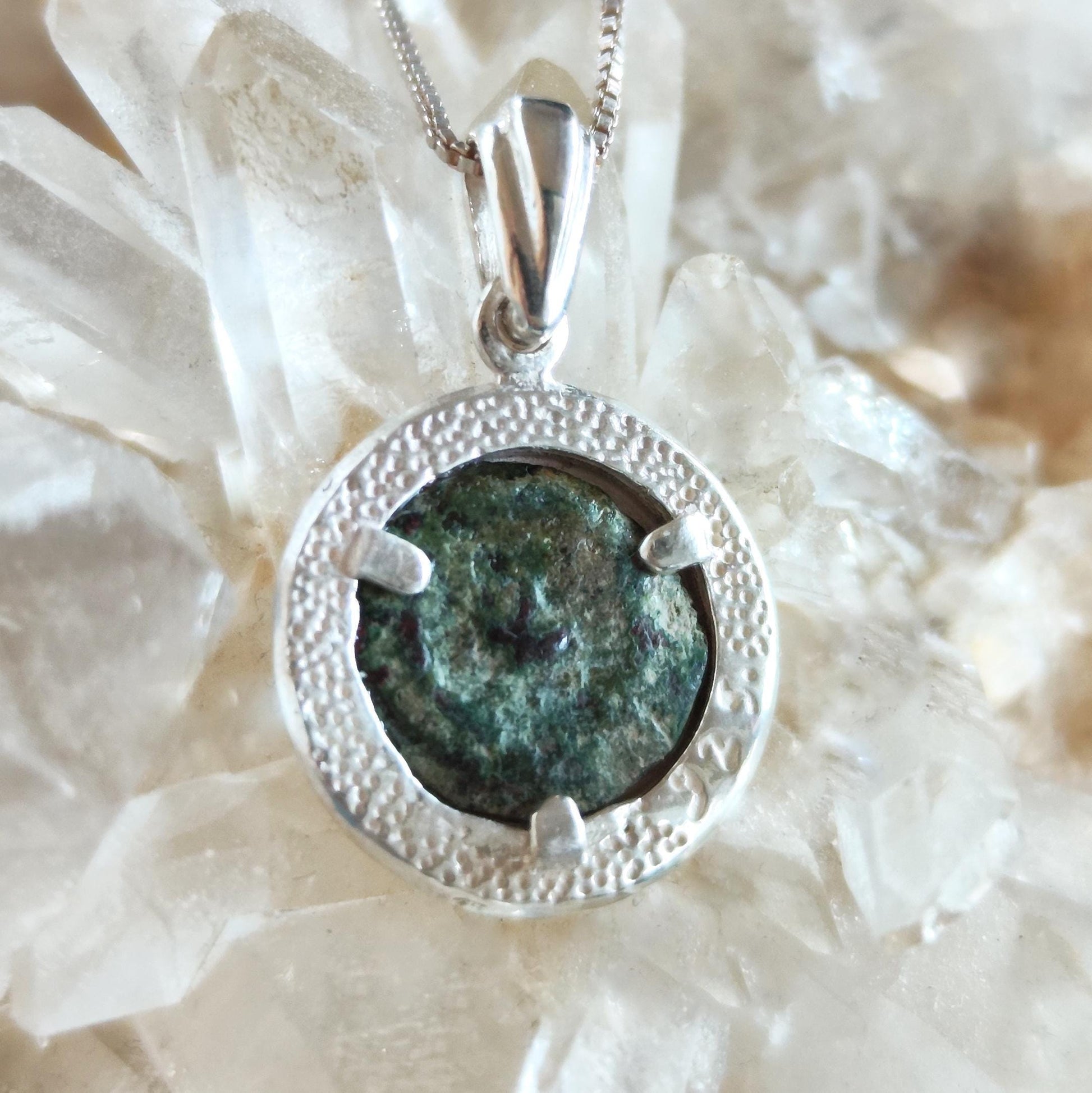 Biblical Widow Mite Coin Silver Necklace, Jesus New Testament Medallion Barr Designs