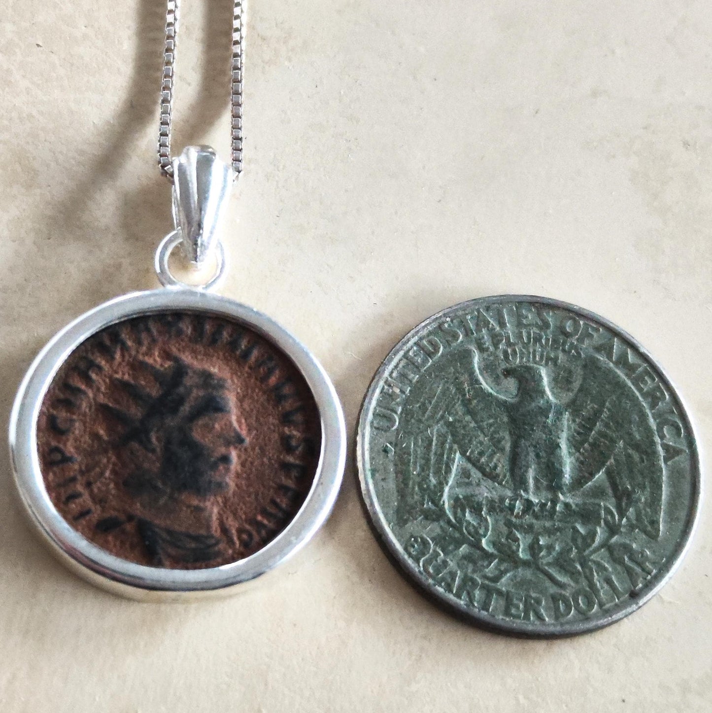 Ancient Roman Coin Pendant: Emperor Maximianus, Sterling Silver Medallion, Antique History Gift Barr Designs