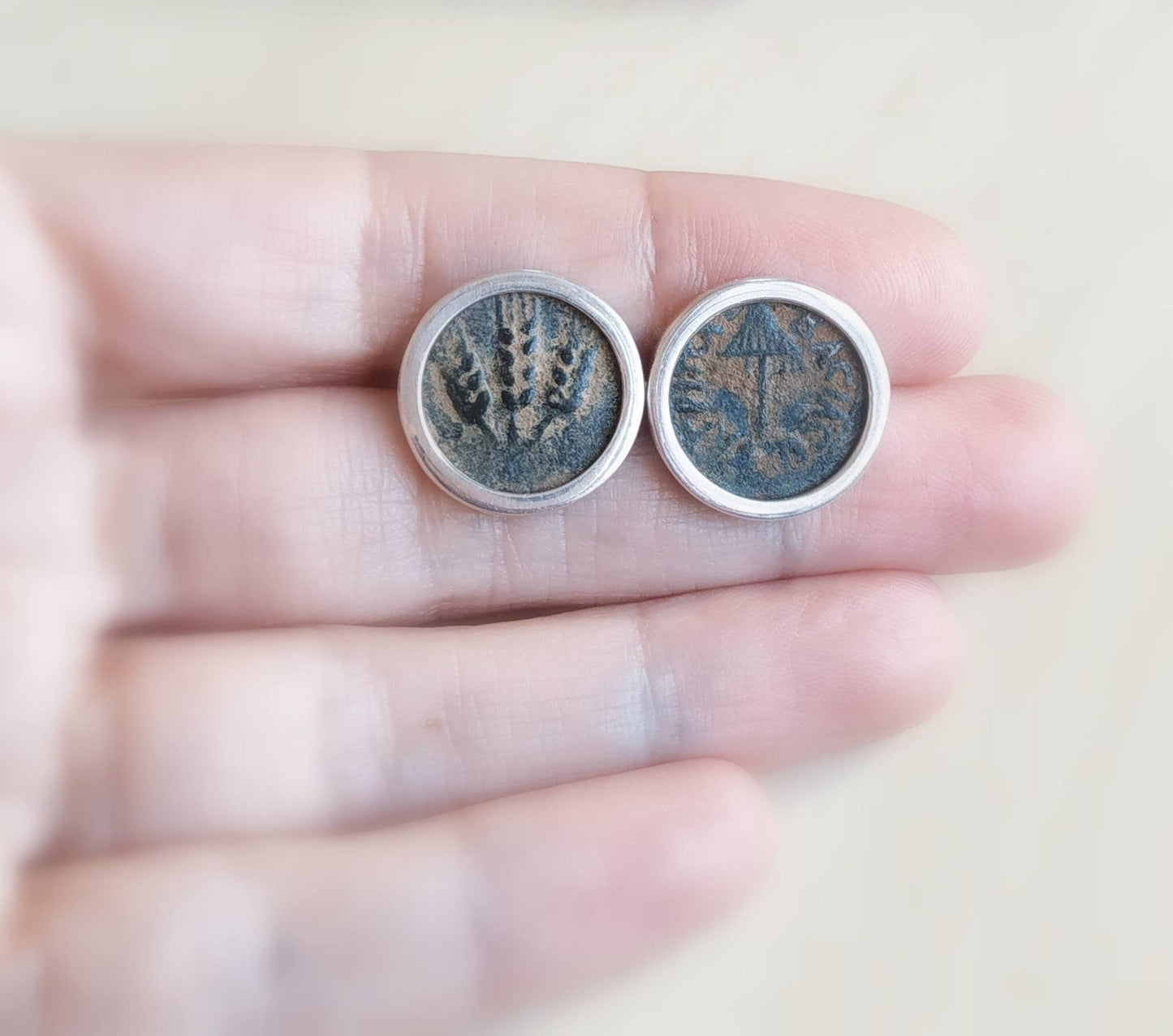 Antique Jewish Coin Cufflinks, Ancient king Herod Agrippa Coin Silver Cufflinks, Roman Coin cufflinks, History Gift for Men, Israeli jewelry