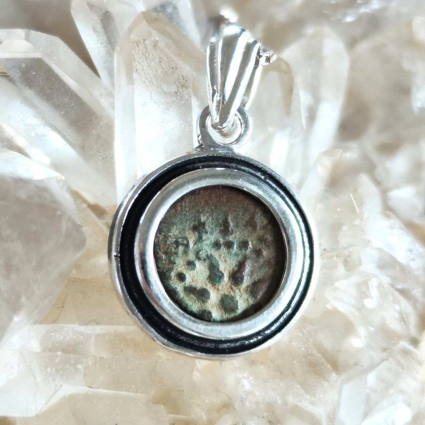 Bible Gift for Men, Widow's Mite Silver Pendant, Christian Faith Necklace, Vintage Necklace, Widow Mite Jewelry, Ancient Jesus Coin Pendant