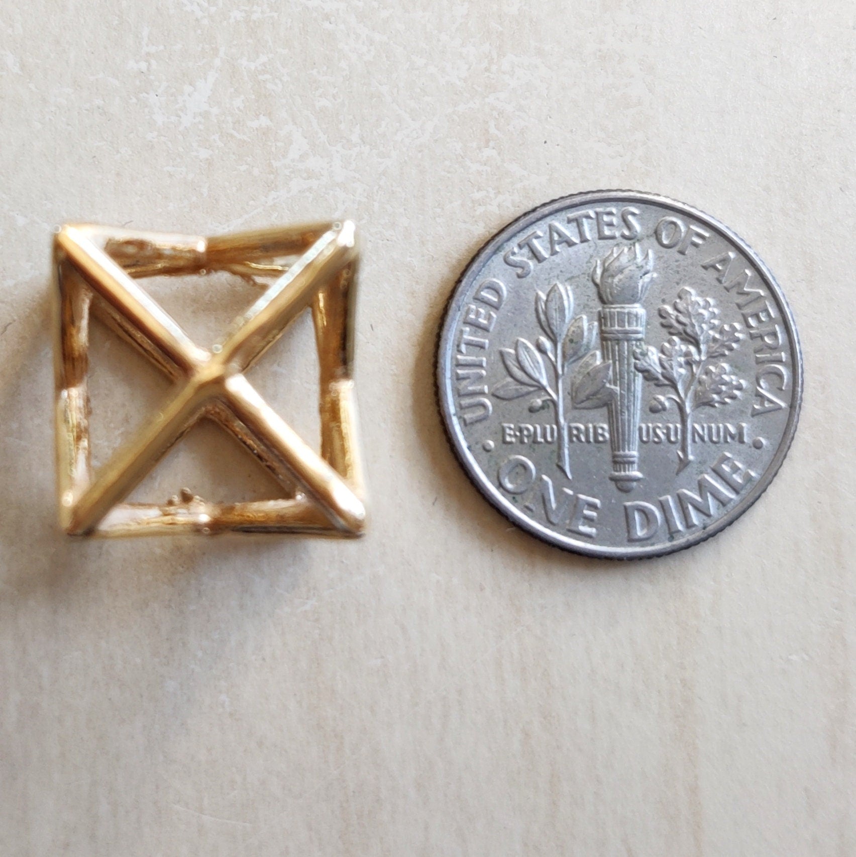 Gold Plated Silver Merkaba Pendant: Sacred Geometry Small Charm Barr Designs