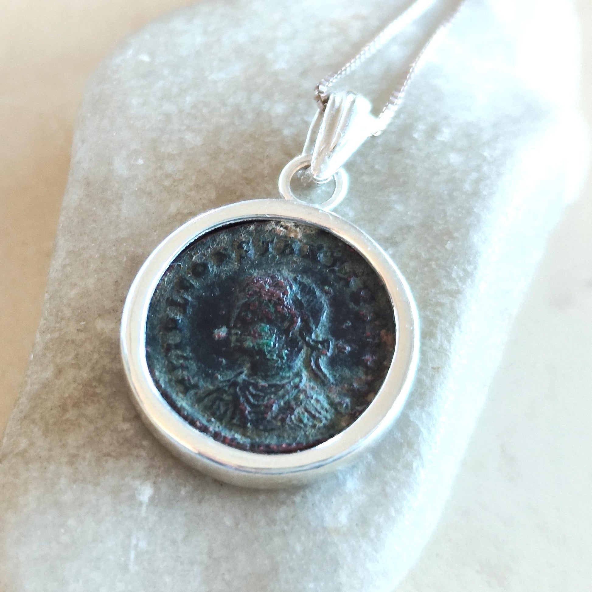Antique Roman Coin Necklace: Emperor Constantius II, Sterling Silver Pendant Barr Designs