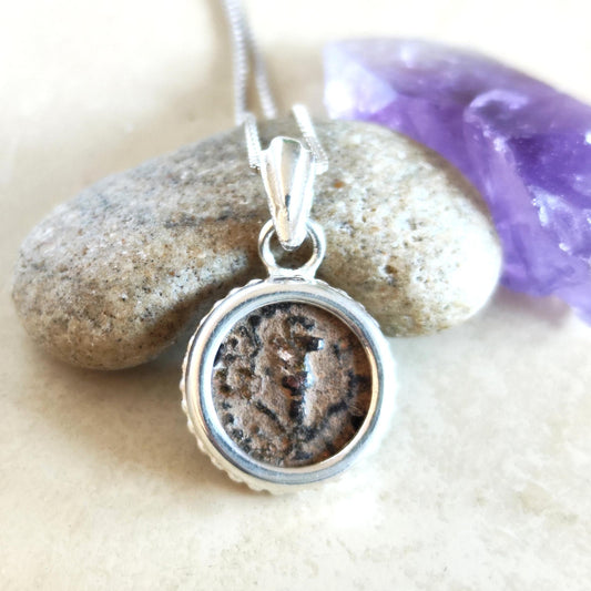 King Herod The Great Antique Coin Silver Pendant, Jesus Time Coin Medallion, Jewish Roman Cornucopia Coin