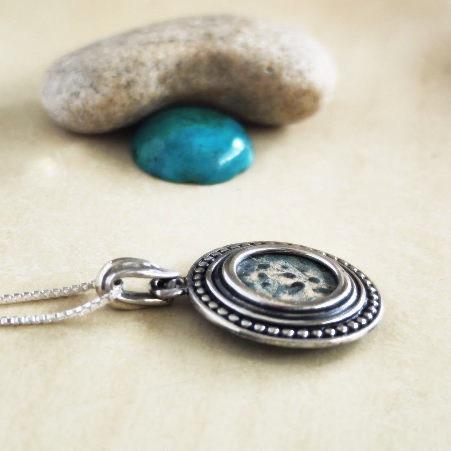 Ancient Christian coin pendant, Antique widow's mite silver pendant with certificate, Religious men unisex medallion, Jesus poor widow mite