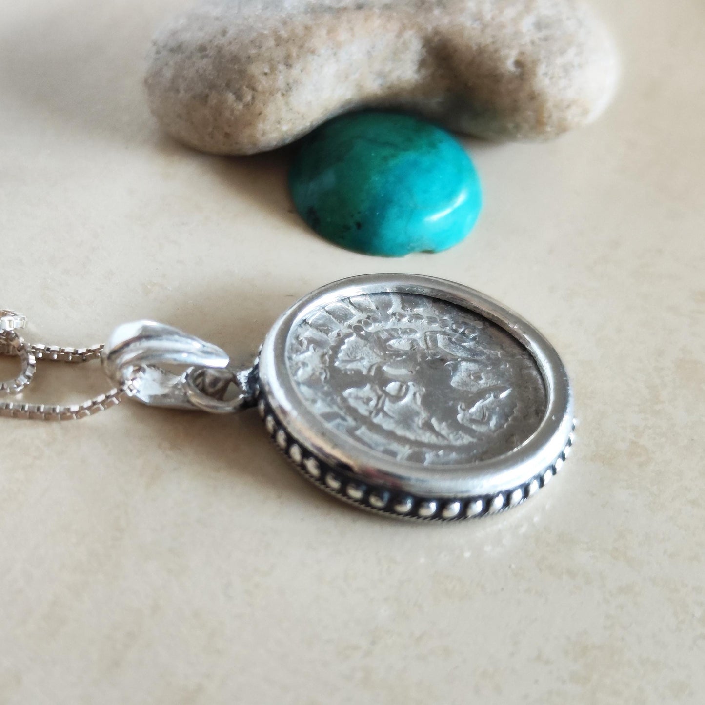 Authentic Medieval Silver Coin necklace, Horse Lion Crusader Jewelry, Christian Knights Cross Pendant